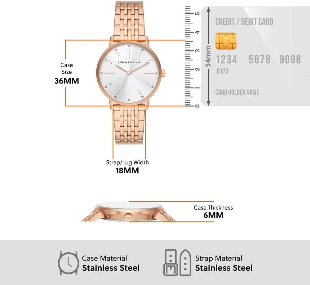 Thumbnail 6 de Armani Exchange Orologio da donna con cassa 36 mm e cinturino in acciaio, movimento quarzo a tre lancette