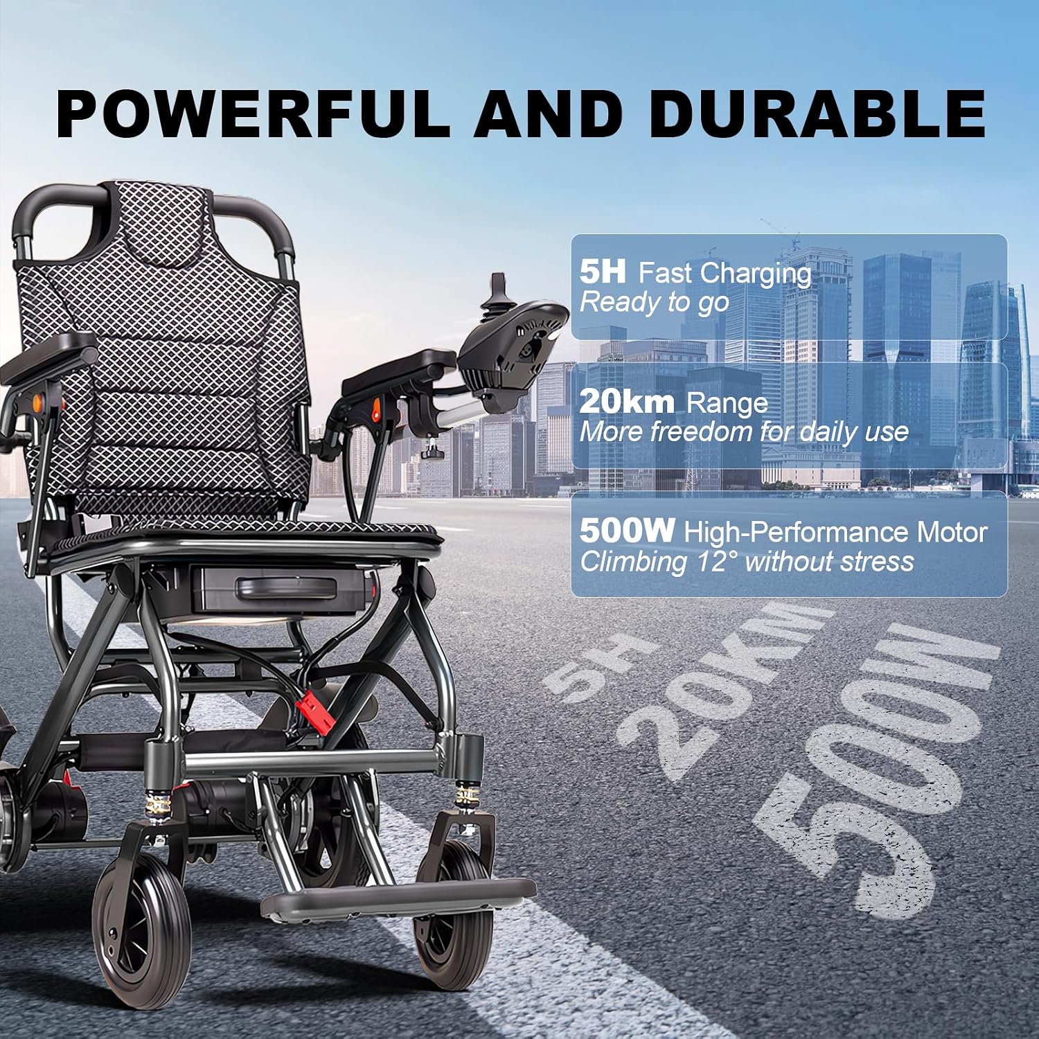 Thumbnail 3 de D04 Foldable Lightweight Electric Wheelchair with 500W Motor