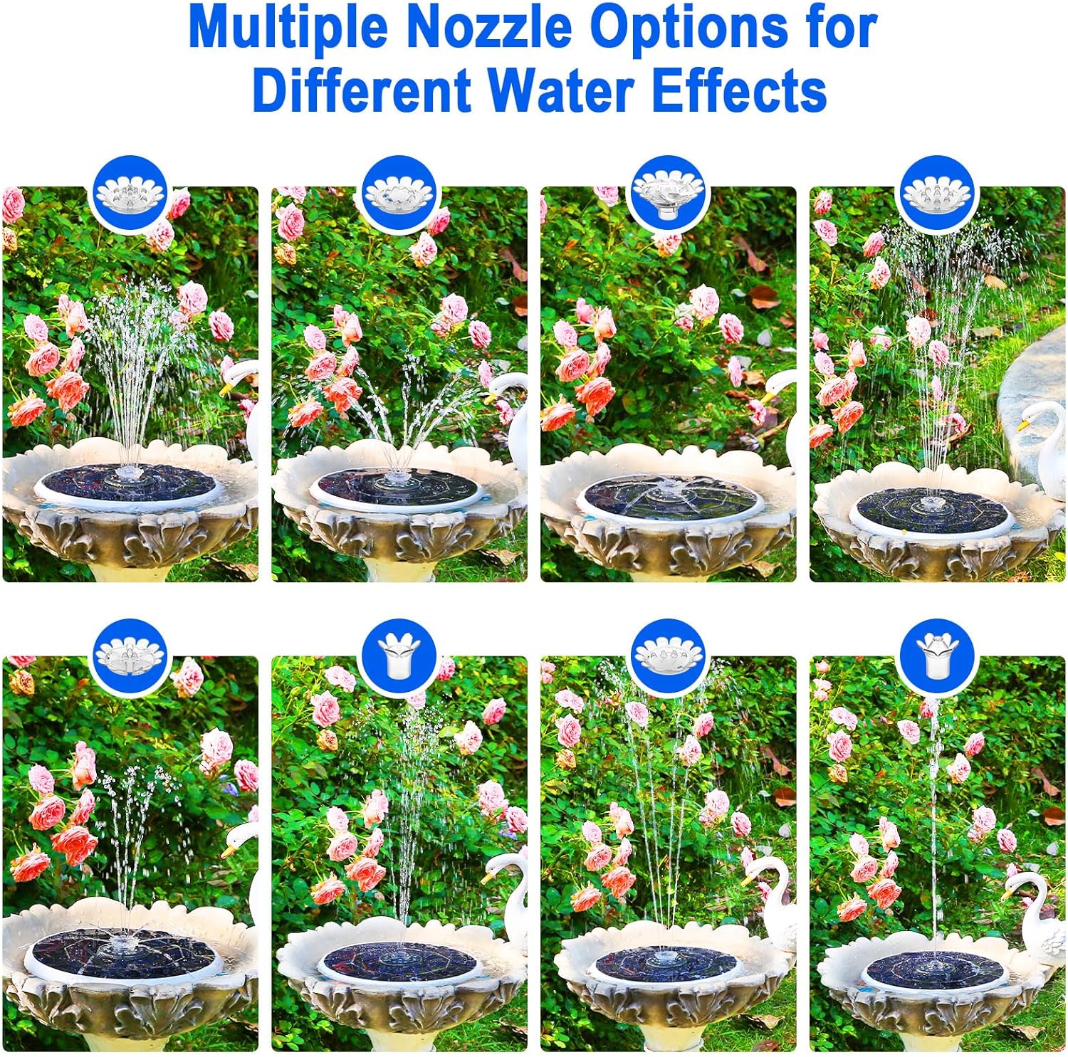 Thumbnail 4 de AISITIN 6.5W Solar Water Fountain with 7 LED Colour Lights and 3000mAh Battery