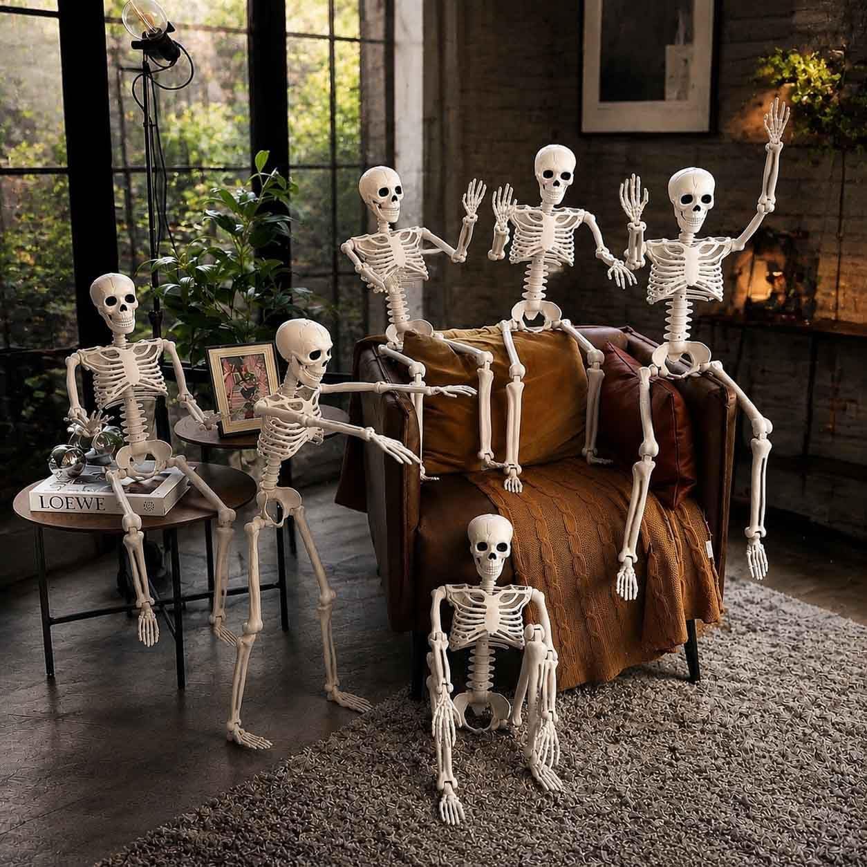 Detalle 2 de Znorso 24” Skeleton 4-Pack, Posable Halloween Decorations with Movable Joints