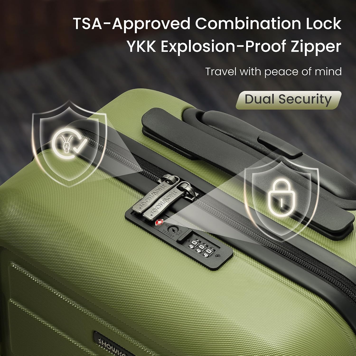 Thumbnail 3 de SHOWKOO Luggage Sets 3pcs 93L Olive Green