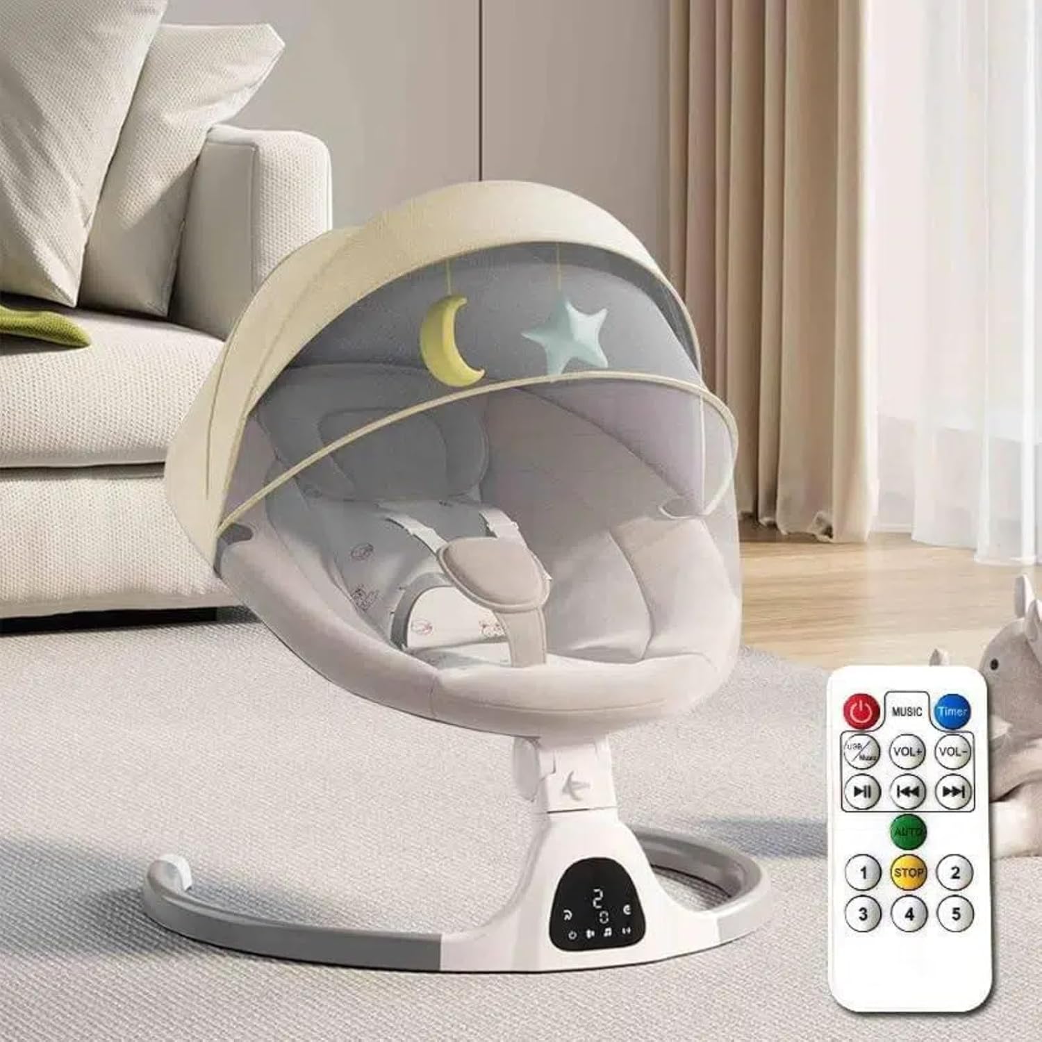 Thumbnail 6 de Bluetooth-Baby-Schaukel für Säuglinge – 5 Geschwindigkeiten, 12 Schlaflieder, Bluetooth- & USB-Verbindung