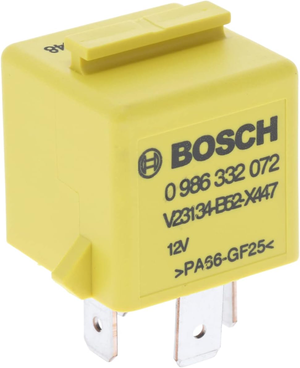 Bosch 0986332072 mini-relais 12V 60A à 4 terminaux, IP5K4 (plage -40°C à 85°C)