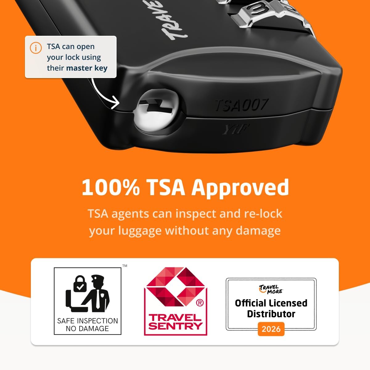 Detalle de TravelMore 3 Pack TSA Luggage Locks with 4 Digit Combination – Heavy Duty Padlocks for Travel