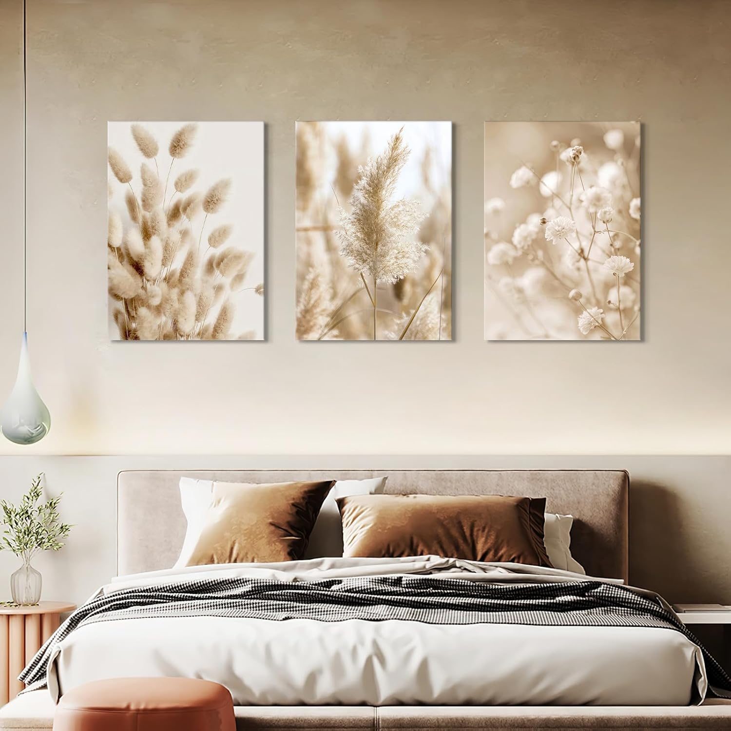 Detalle 1 de Cuadro Moderno 3 Pcs Flores Silvestres 🌼 Lienzo Decorativo 50x70cm