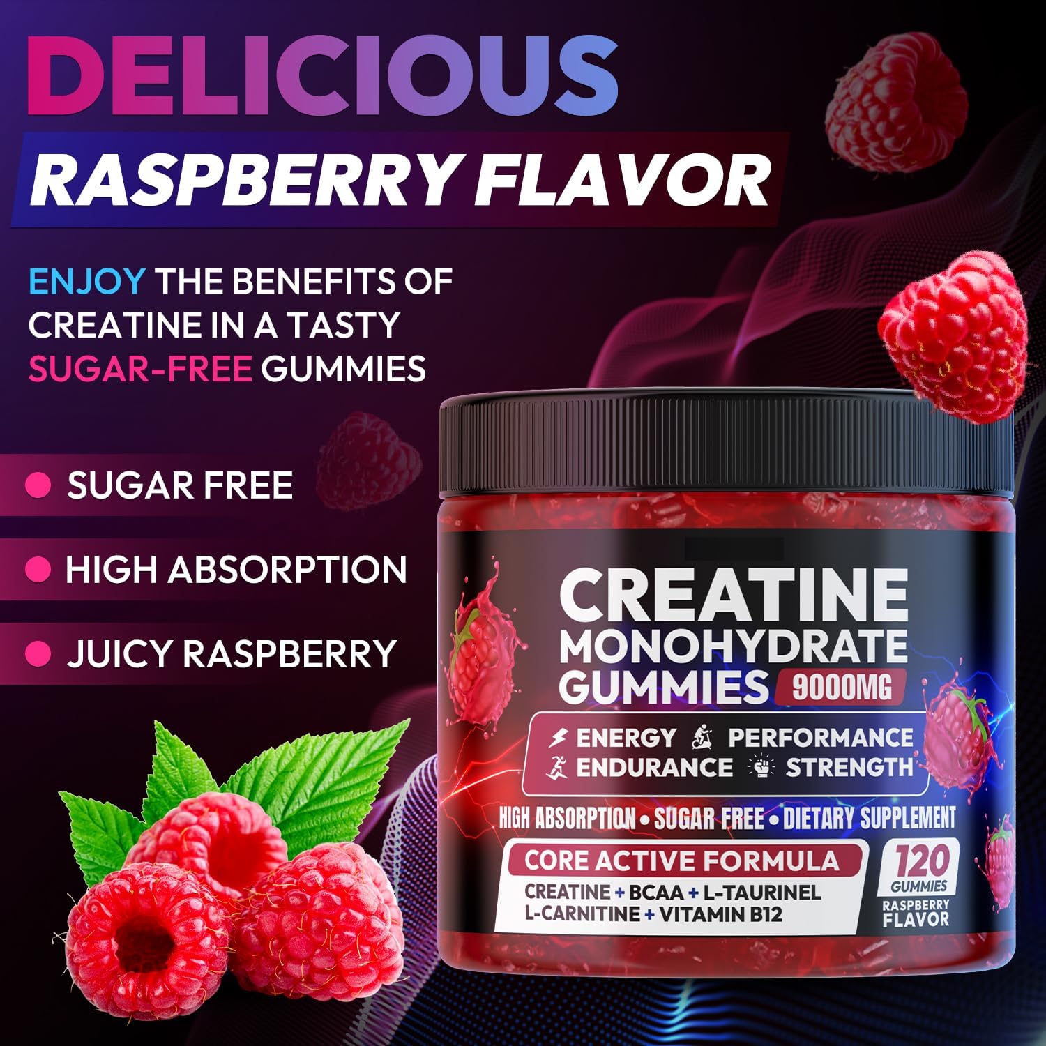 Detalle 2 de Cytona Creatine Monohydrate Gummies, 5,000 mg, 120 Count with BCAAs