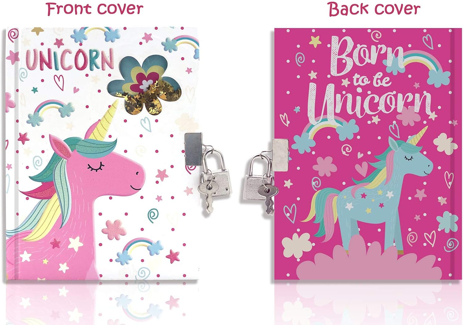 Thumbnail 6 de GINMLYDA Unicorn Diary with Lock, Sequin Hardcover, 160 Lined Pages