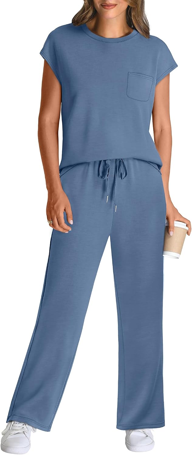 Detalle de WIHOLL 2 Piece Sets for Women: Lightweight Cap Sleeve Lounge Set