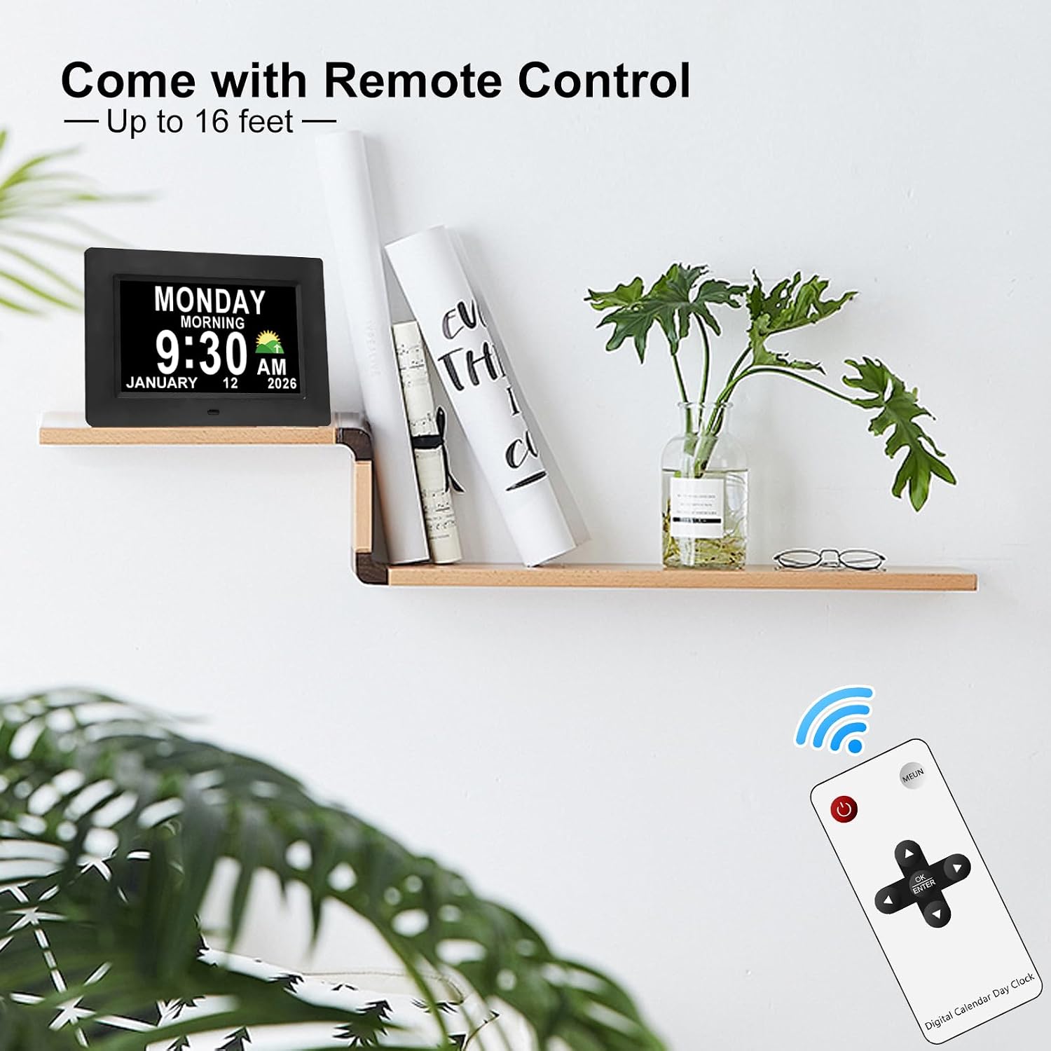 Detalle de Jaihonda Black 10-Inch Digital Dementia Clock with Alarms and Auto-Dimming