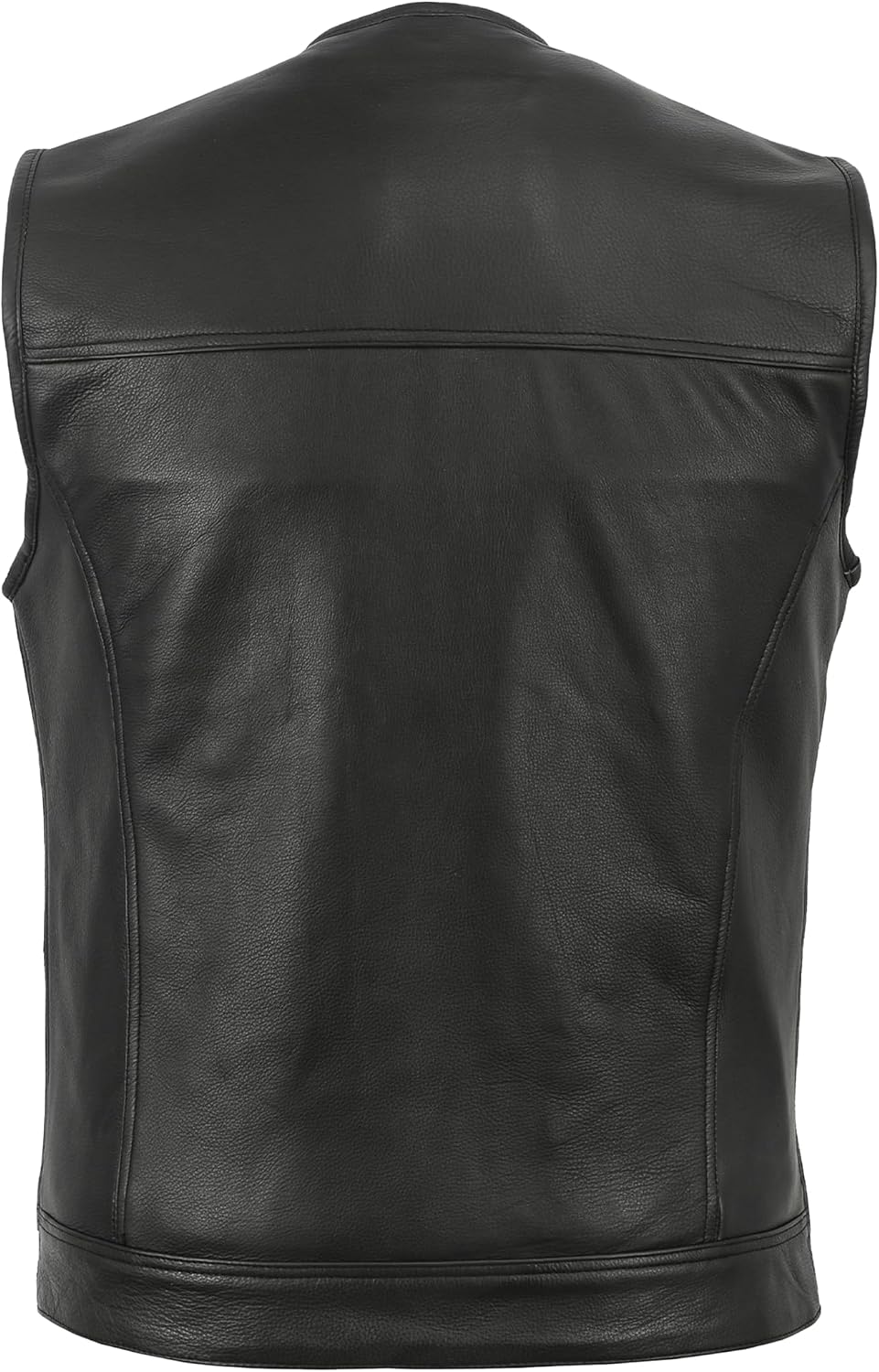 Detalle de Leatherick Gilet de motard en cuir véritable noir sans col Anarchy Club pour homme