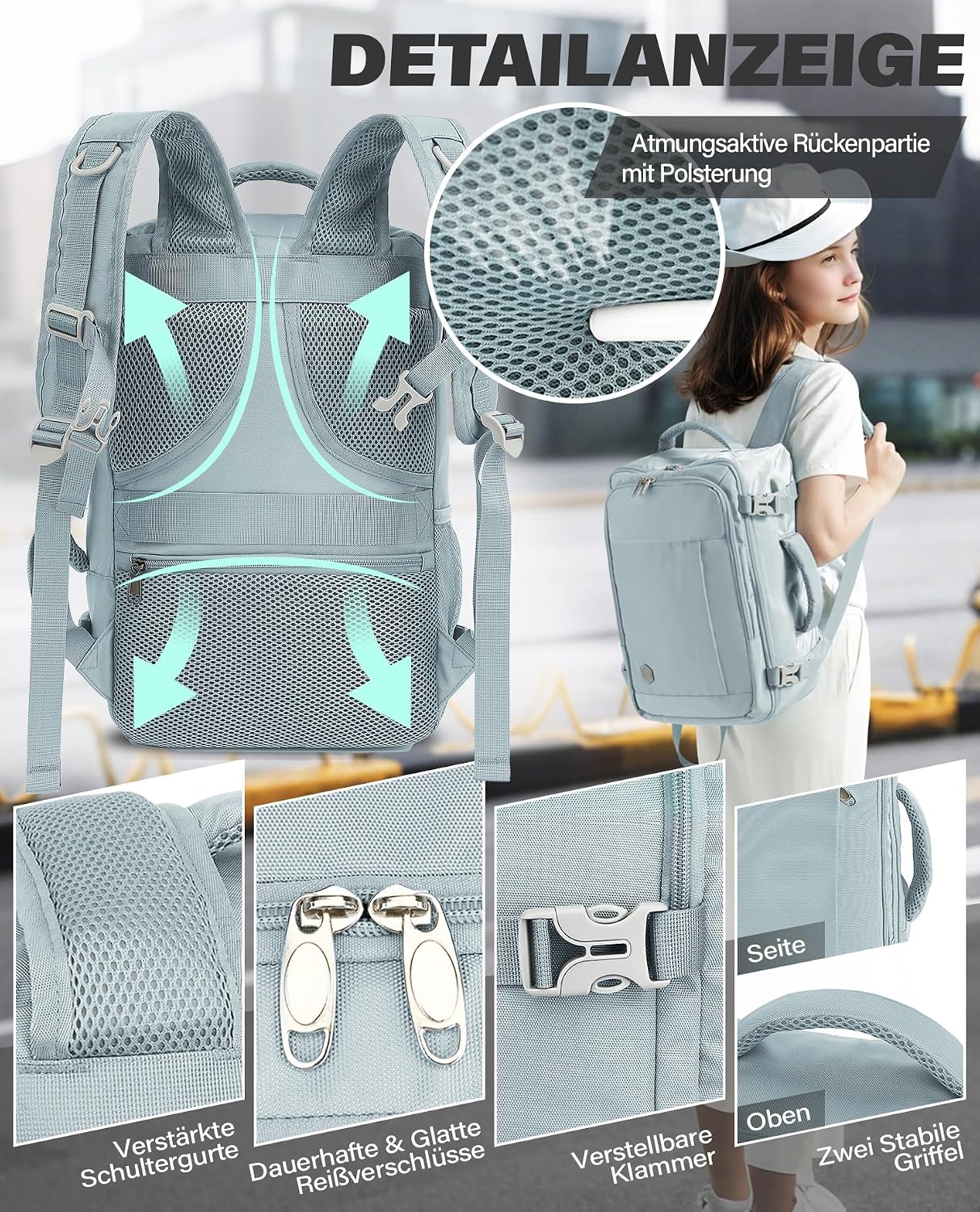Thumbnail 4 de VANKEV Ryanair Handgepäck 40x20x25 Laptop Rucksack 14 Zoll