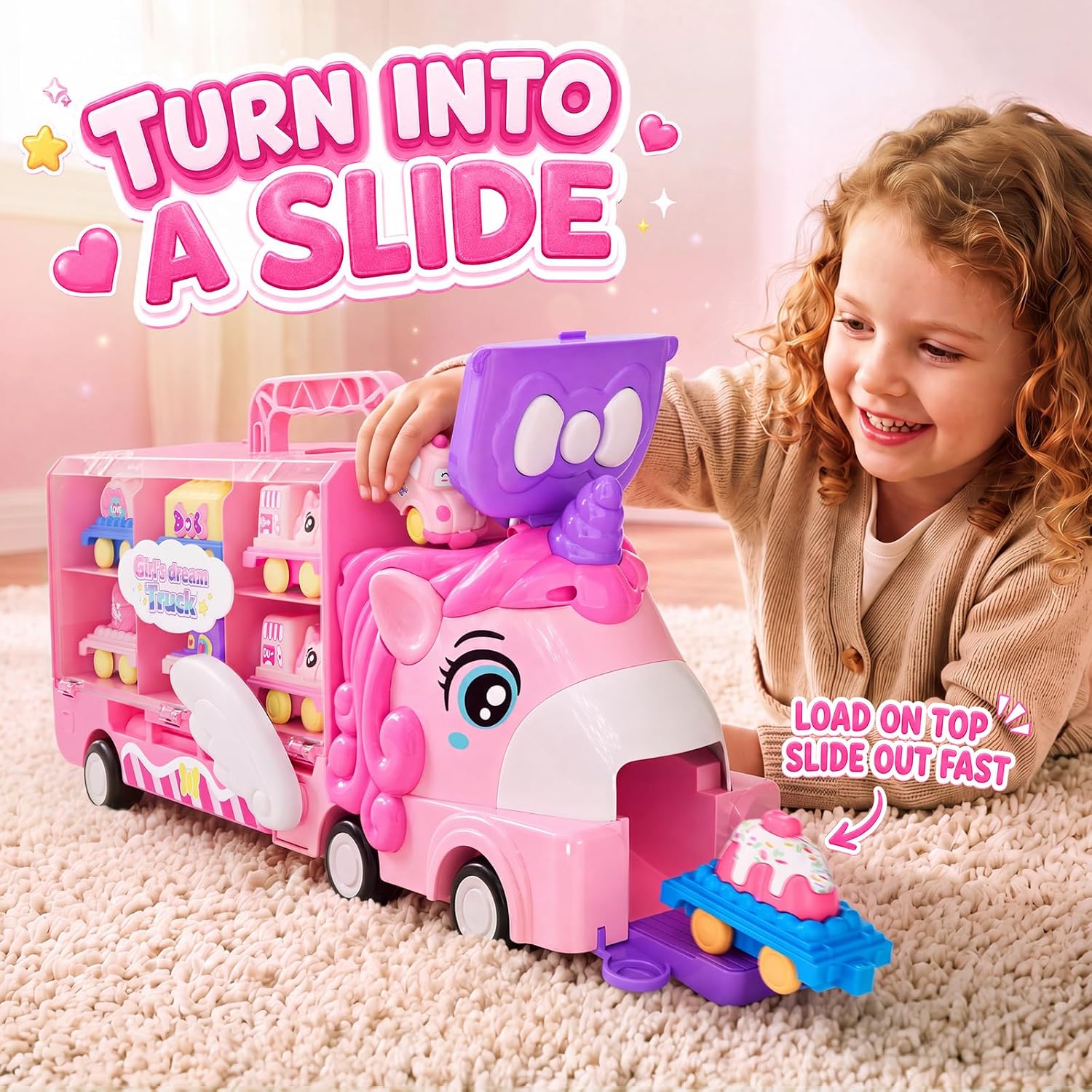 Detalle 2 de Liunkeng Unicorn Transport Truck Toy