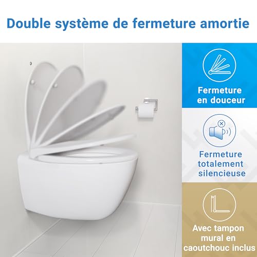 Thumbnail 5 de LOBENSWERK Abattant WC avec frein de chute – montage facile, duroplast antibactérien UV résistant