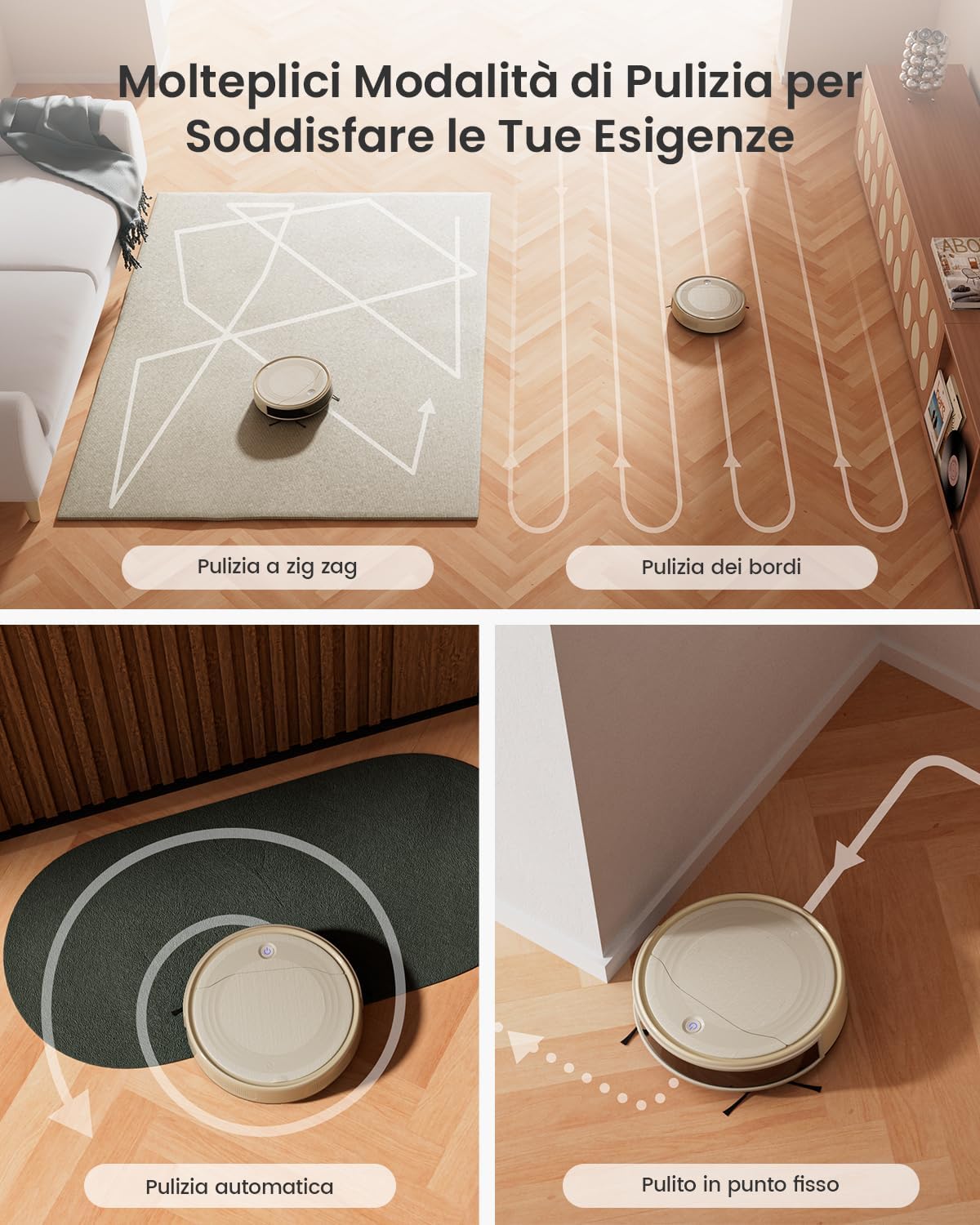 Thumbnail 4 de Lefant M310 Robot Aspirapolvere 4500Pa con WiFi/App e Alexa, design ultra sottile 28 cm (champagne)