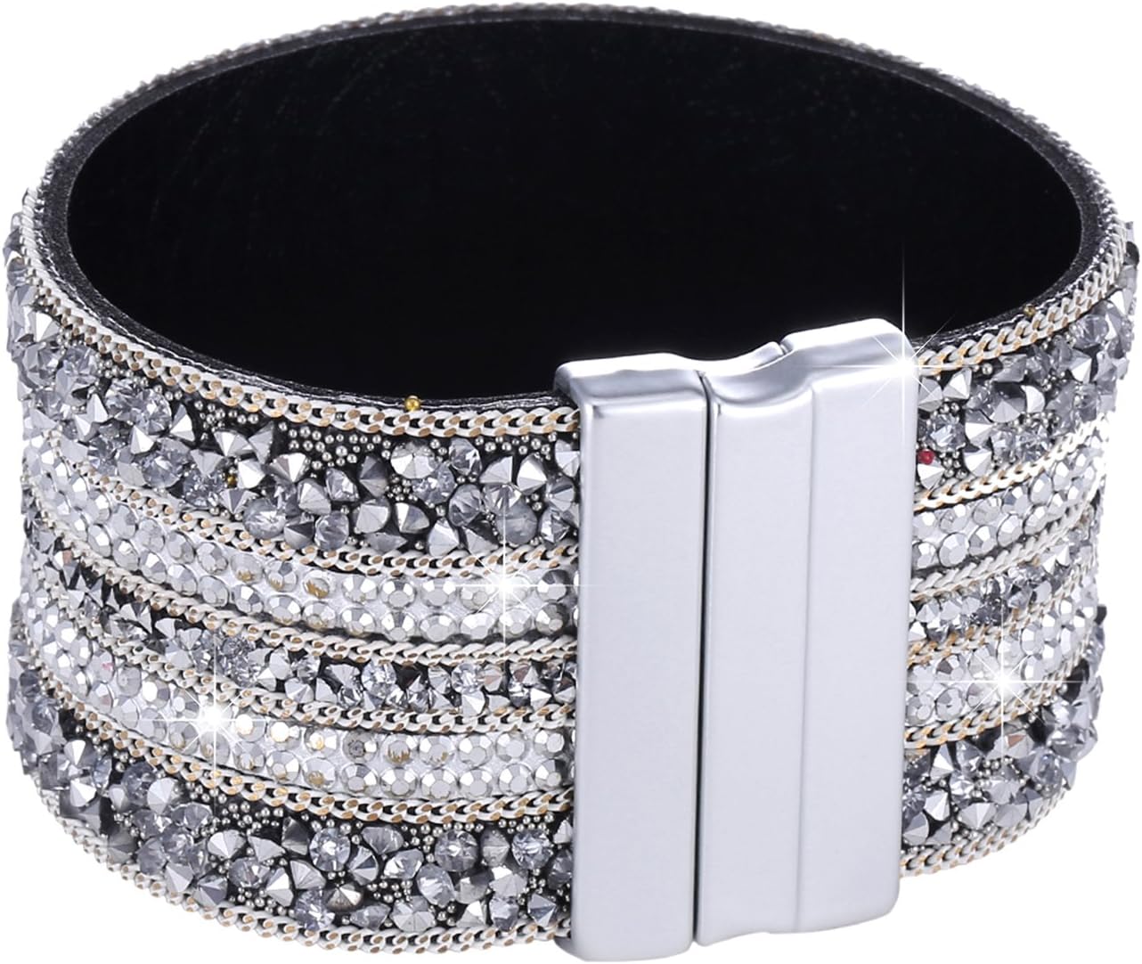 Detalle de Morella Bracelet pour Femme, Large – zircons et fermeture magnétique