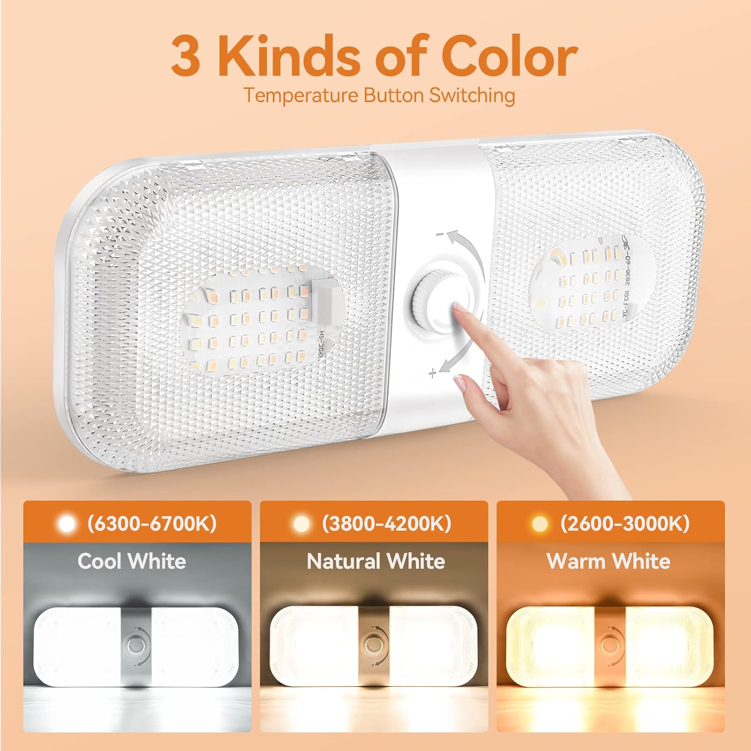 Thumbnail 1 de LILTSDRAE RV Lights Interior 1700LM: 4-Pack 12V Dome Lights with Crystal Finish and 3 Color Temps