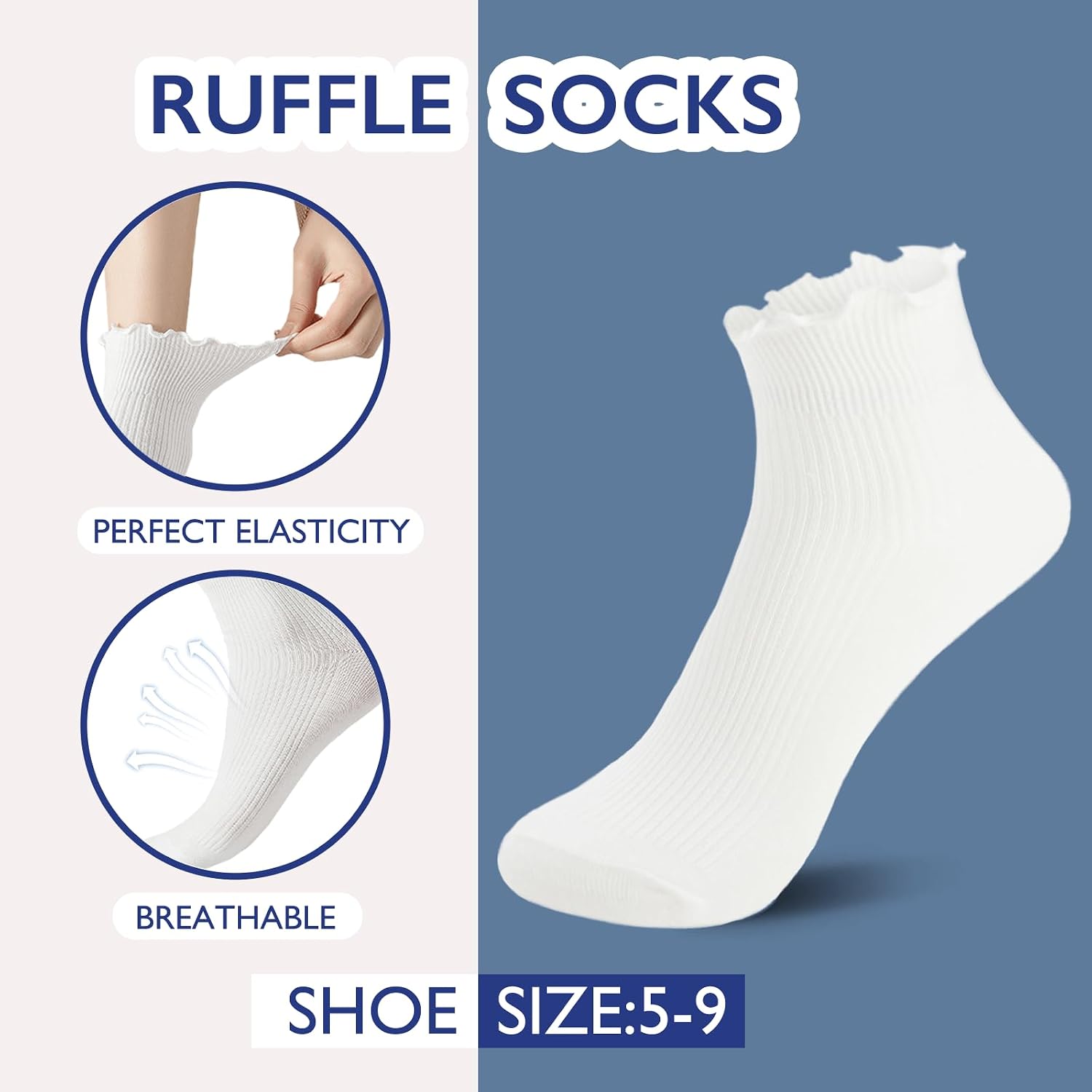Detalle 2 de Hstyle 6 Pairs Ruffle Socks 5-9