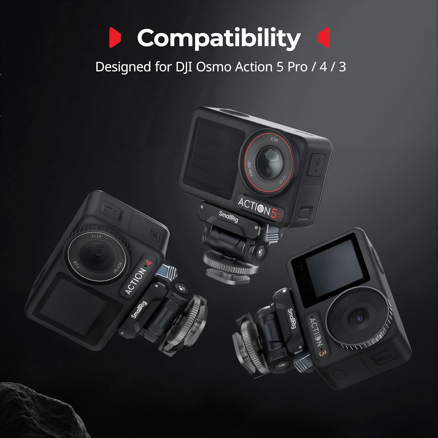 Thumbnail 1 de SMALLRIG Supporto adattatore flash per DJI Osmo 360 / Action 5 Pro / 4 / 3 con sgancio rapido e inclinazione