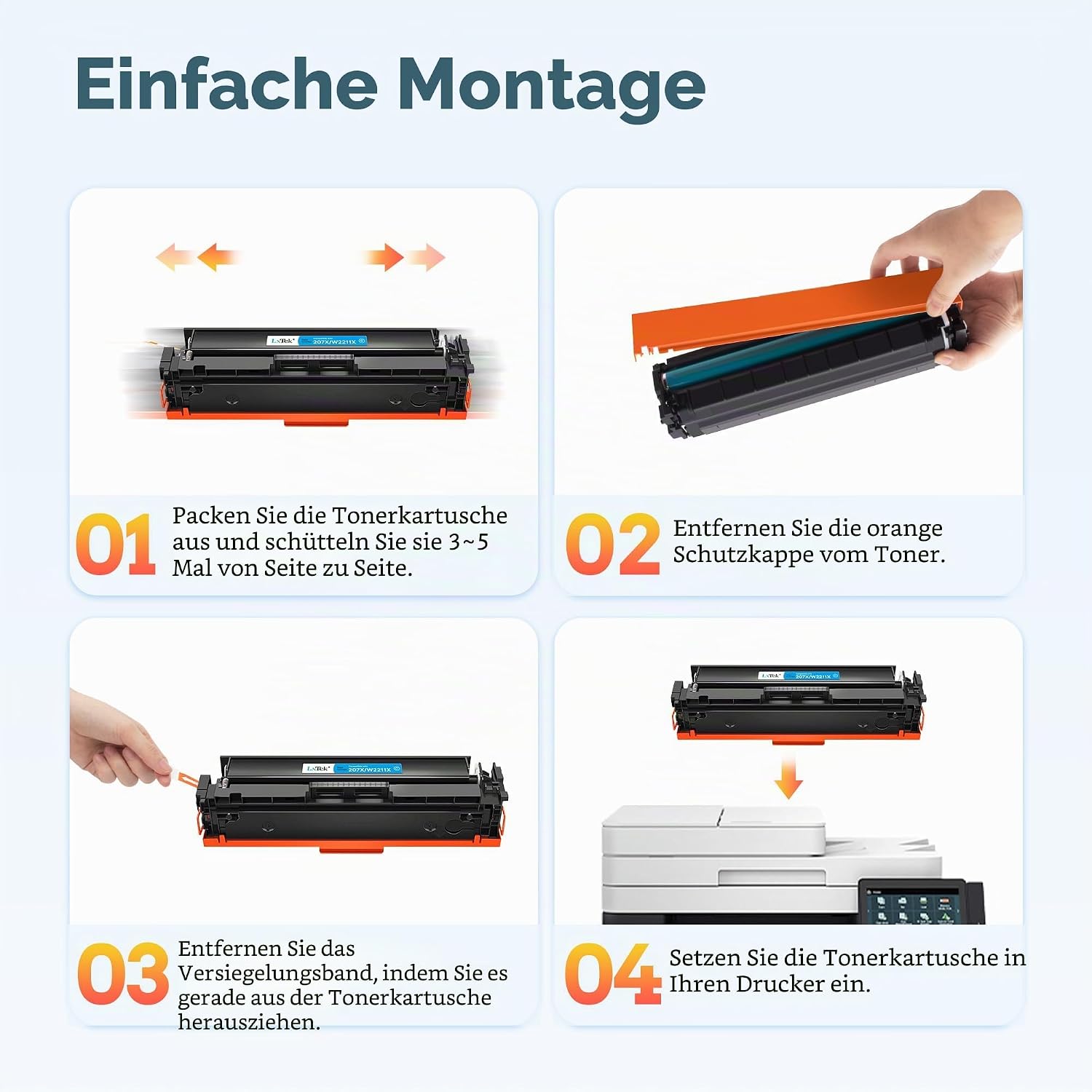Detalle 2 de LxTek 207A/207X Toner-Set (4er-Pack) mit Chip – kompatibel mit HP Color LaserJet Pro M283/ M255/ M282