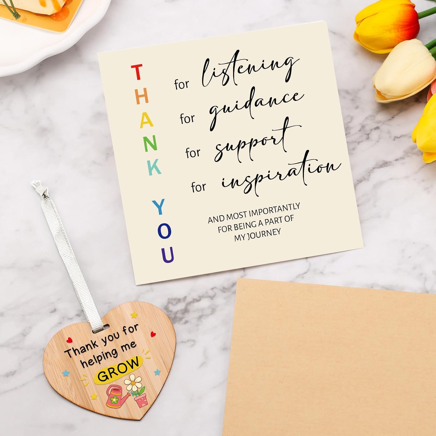 Thumbnail 4 de Tulolvae Thank You Teacher Cards: Wooden Heart Gift Set for Thoughtful Teacher Appreciation