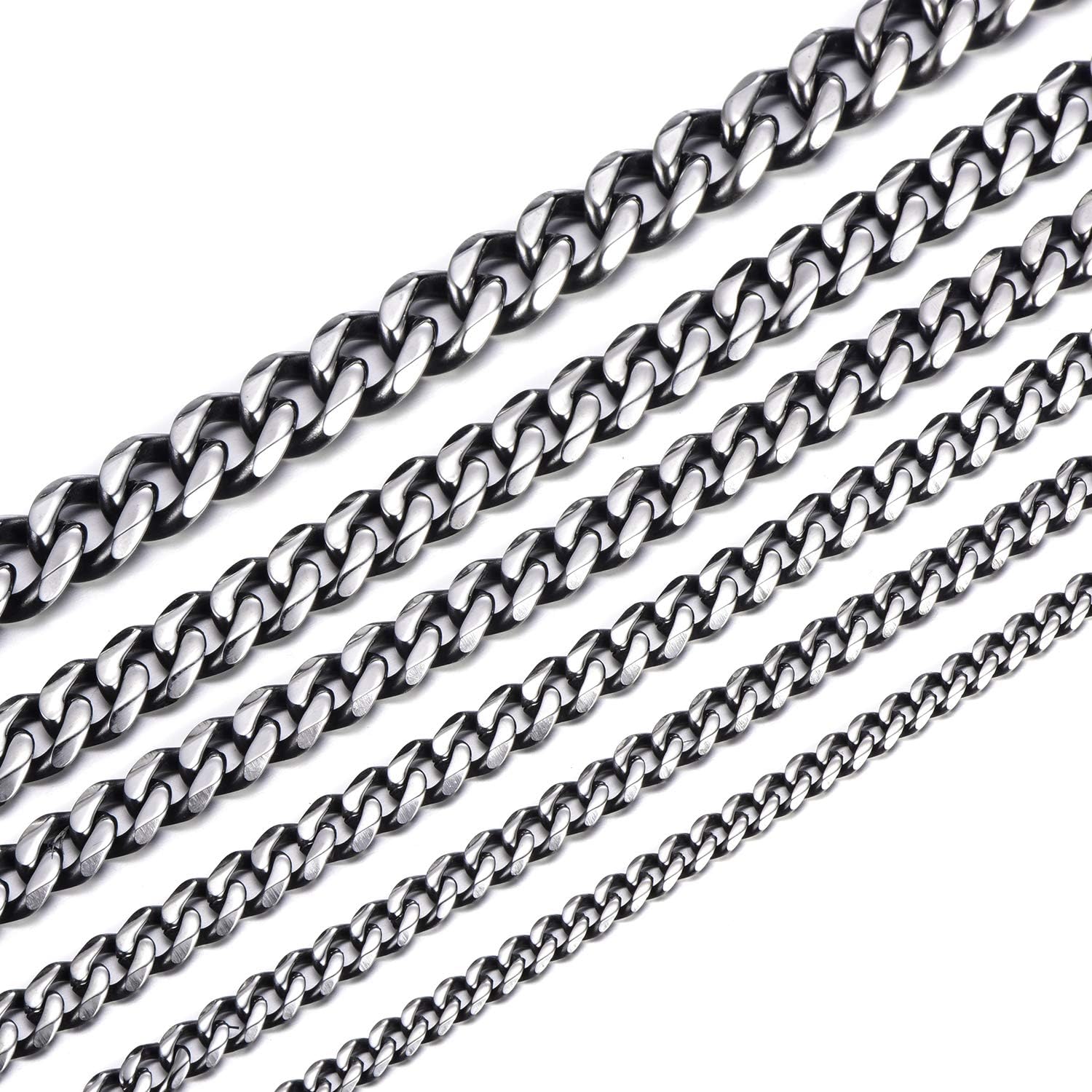 Detalle de DonDon Collana da Uomo in Acciaio Inossidabile Argento-Nero (52 cm)