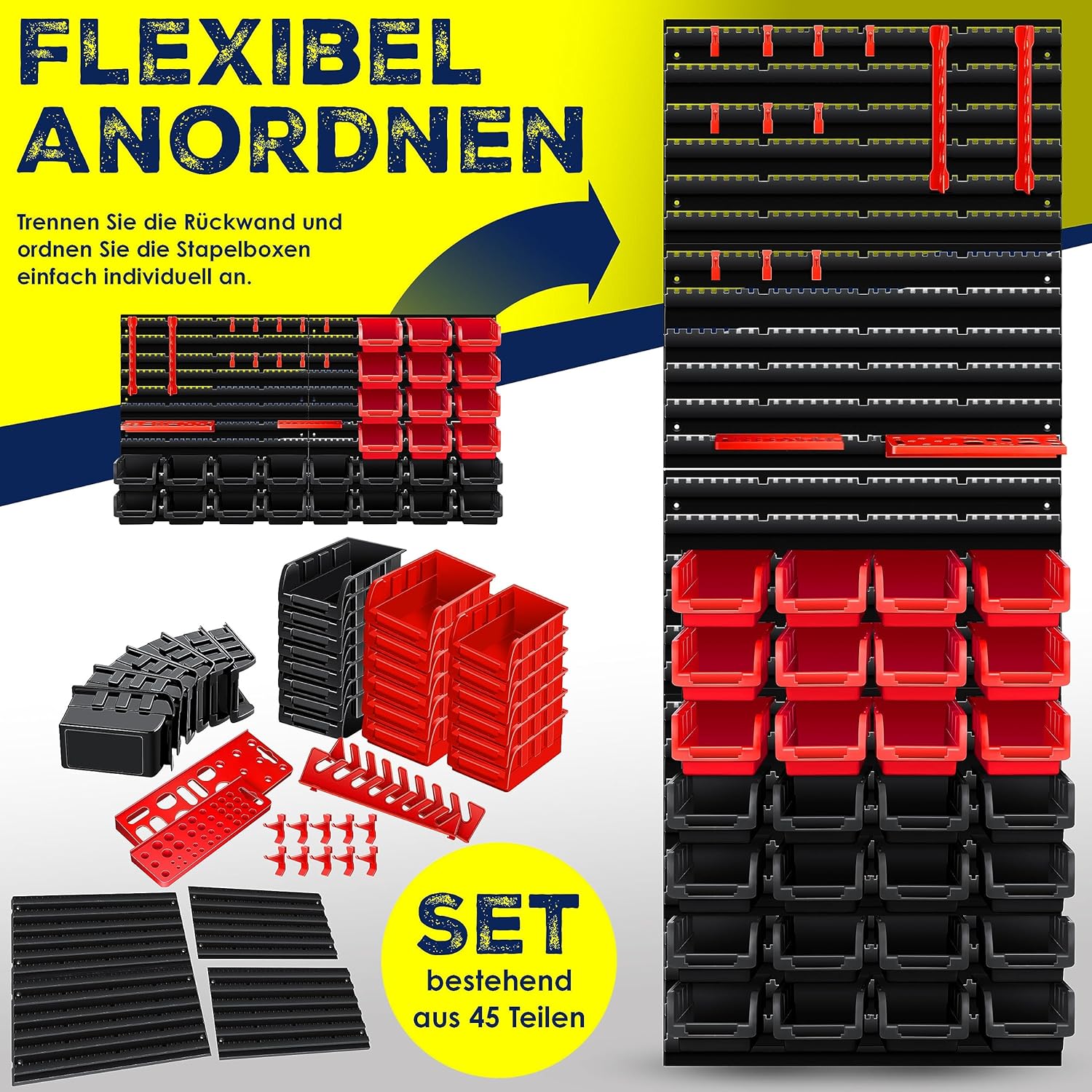 Thumbnail 5 de MASKO® Stapelboxen + Wandregal + Werkzeughalter: Flexibles Ordnungssystem für Werkstatt und Garage