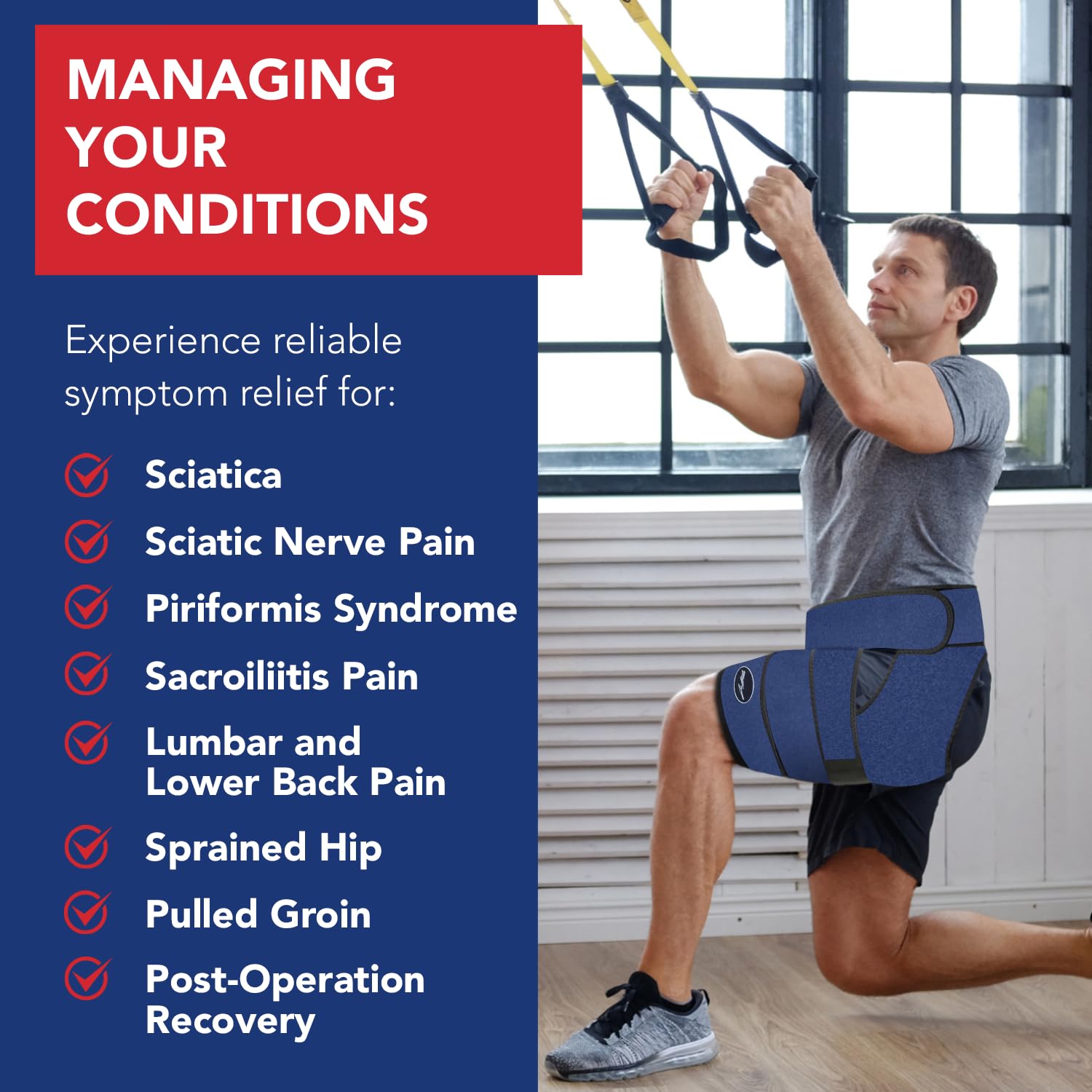 Detalle de Hip brace stabilising support for left leg