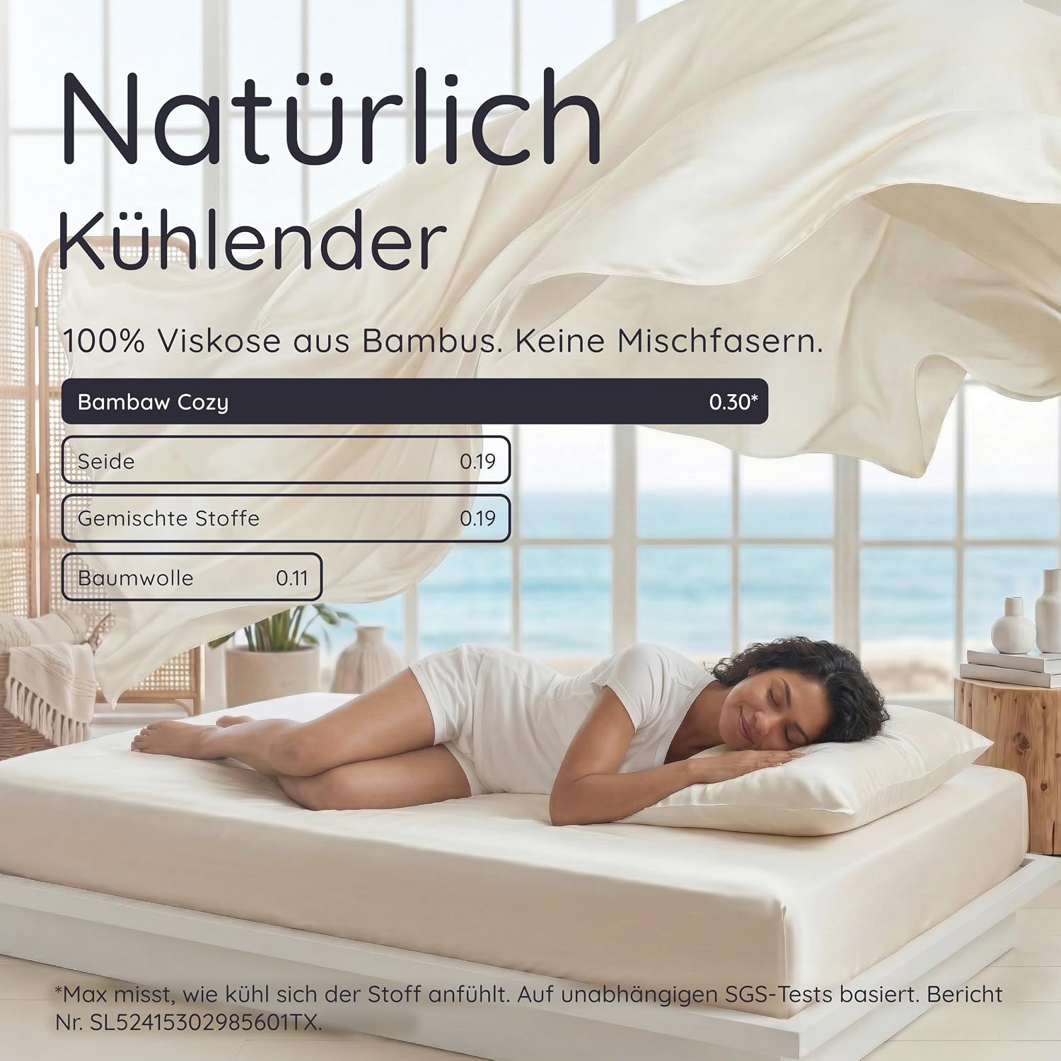 Detalle 2 de Bambaw Bambus Bettwäsche 155 x 220 cm – kühlender Bezug aus 100% Bambusflor Tanboocel, Hotelqualität