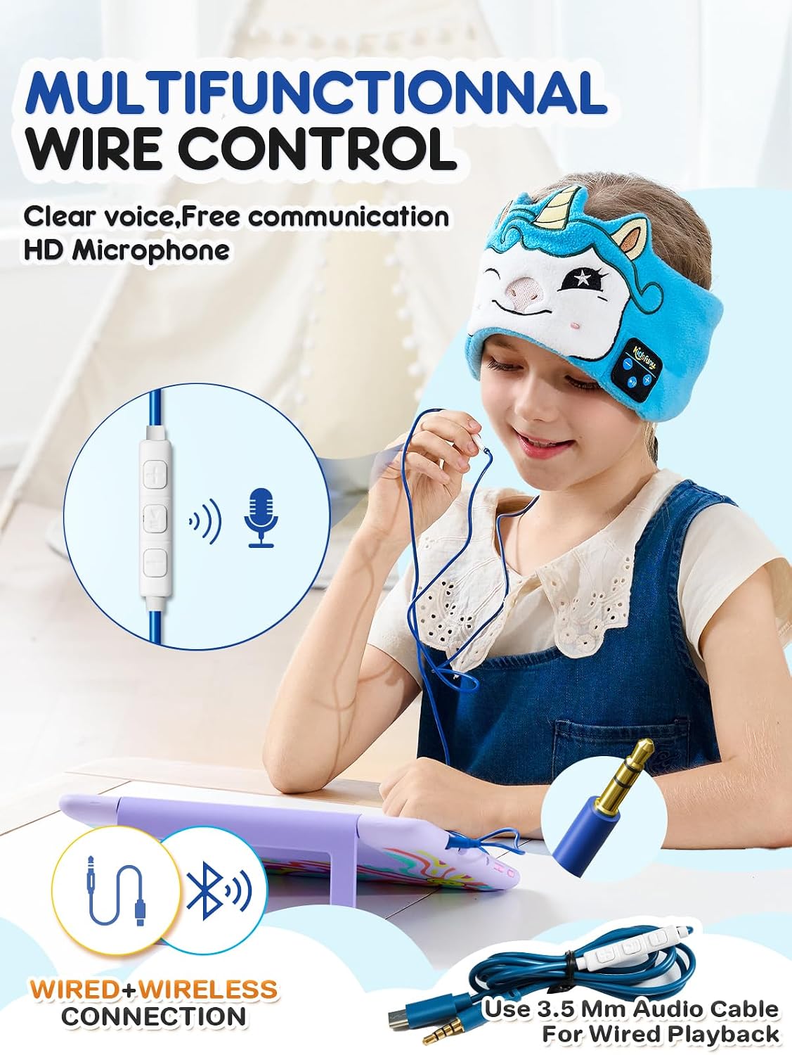 Detalle de Kidsfuny Kids Headband Headphones Bluetooth 5.4