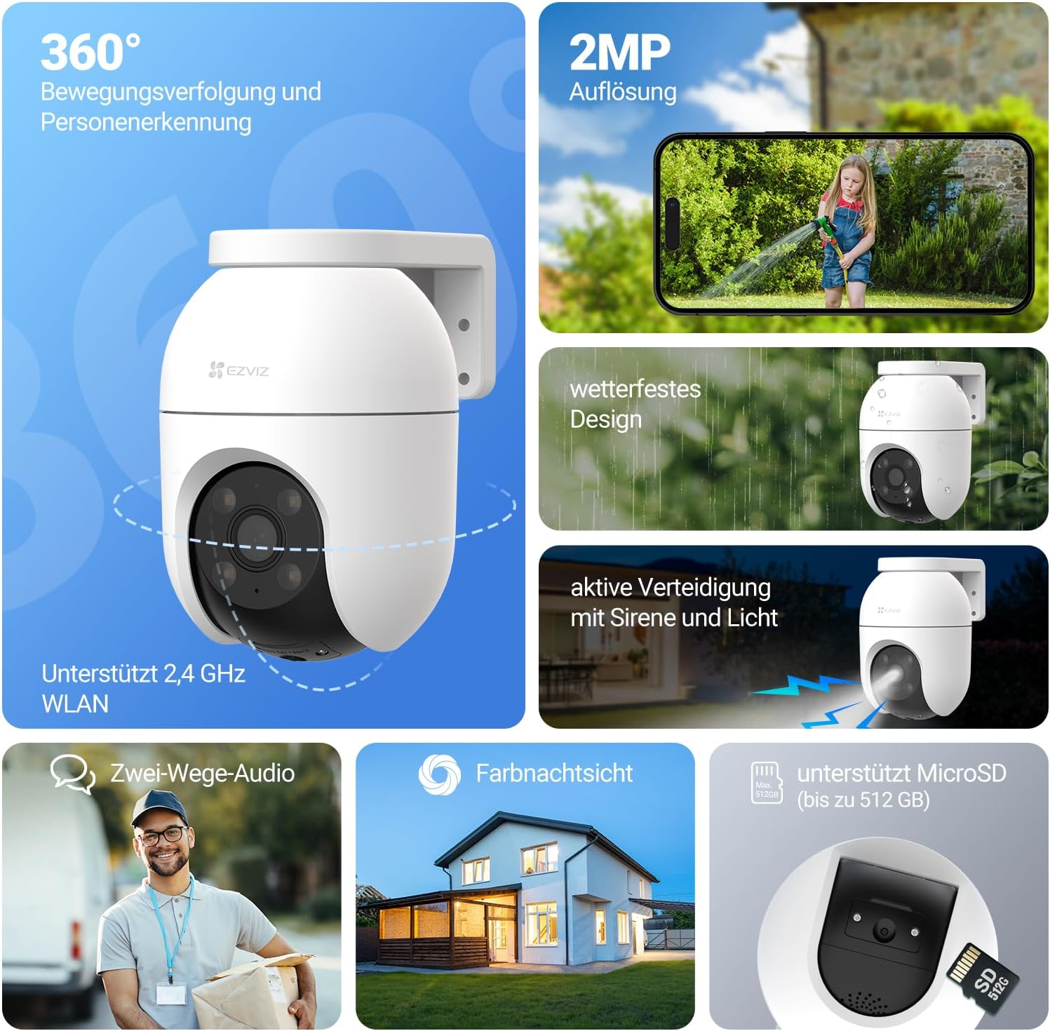 Detalle 2 de EZVIZ C8c 2MP Überwachungskamera 360°
