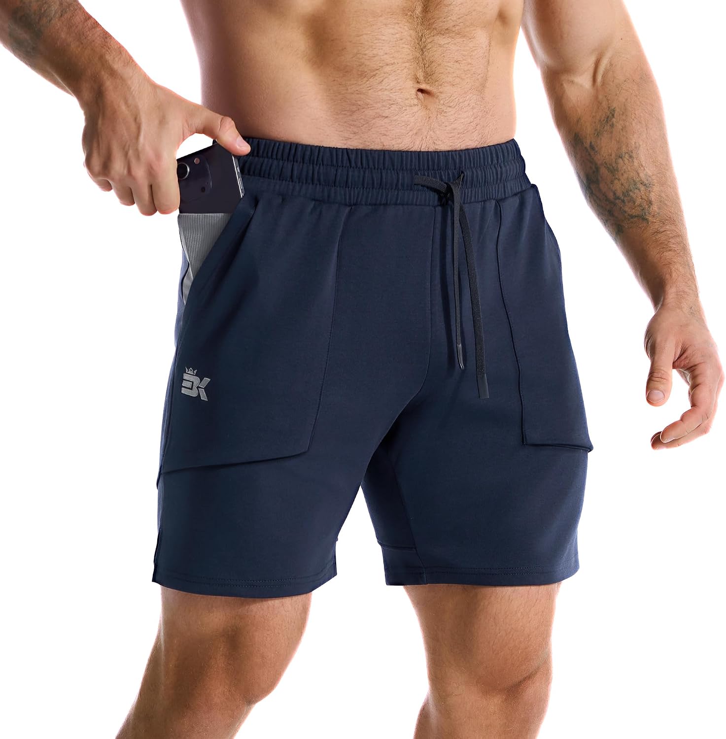 Detalle de BROKIG Mens Zero Armor Gym Shorts with Zip Pockets – running, workout and gym training shorts