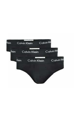 Detalle de Calvin Klein Herren Hip Briefs, 3er-Pack aus Baumwollstretch, Schwarz, Größe S