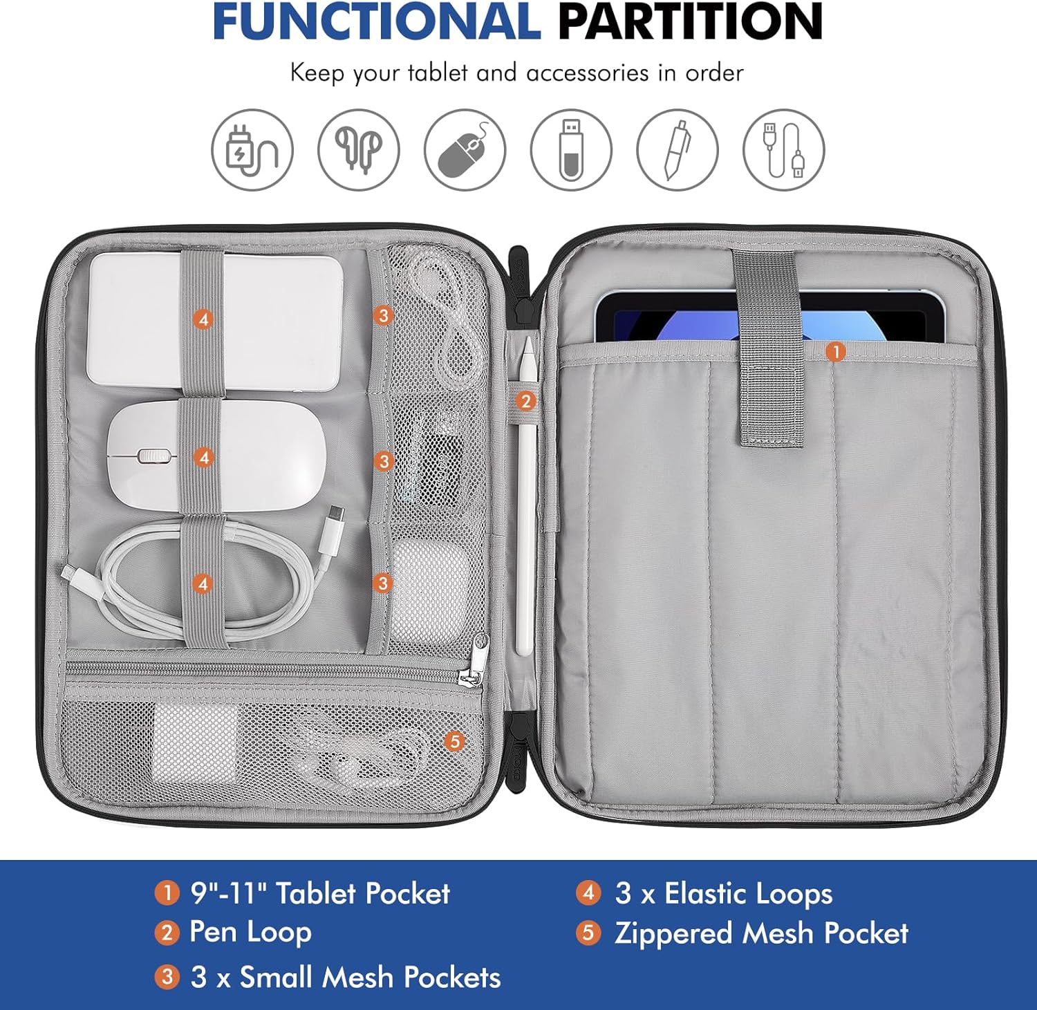 Thumbnail 2 de MoKo 9-11 Inch Tablet Sleeve Carrying Case with Handle – Padded Protection for 11" Tablets