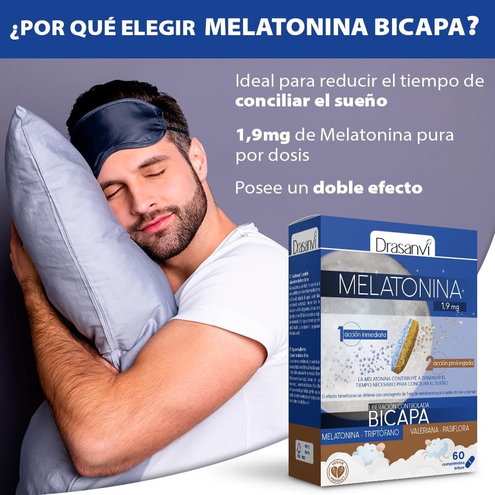 Detalle 1 de Drasanvi Melatonina Bicapa 1,9 mg 60 comprimidos