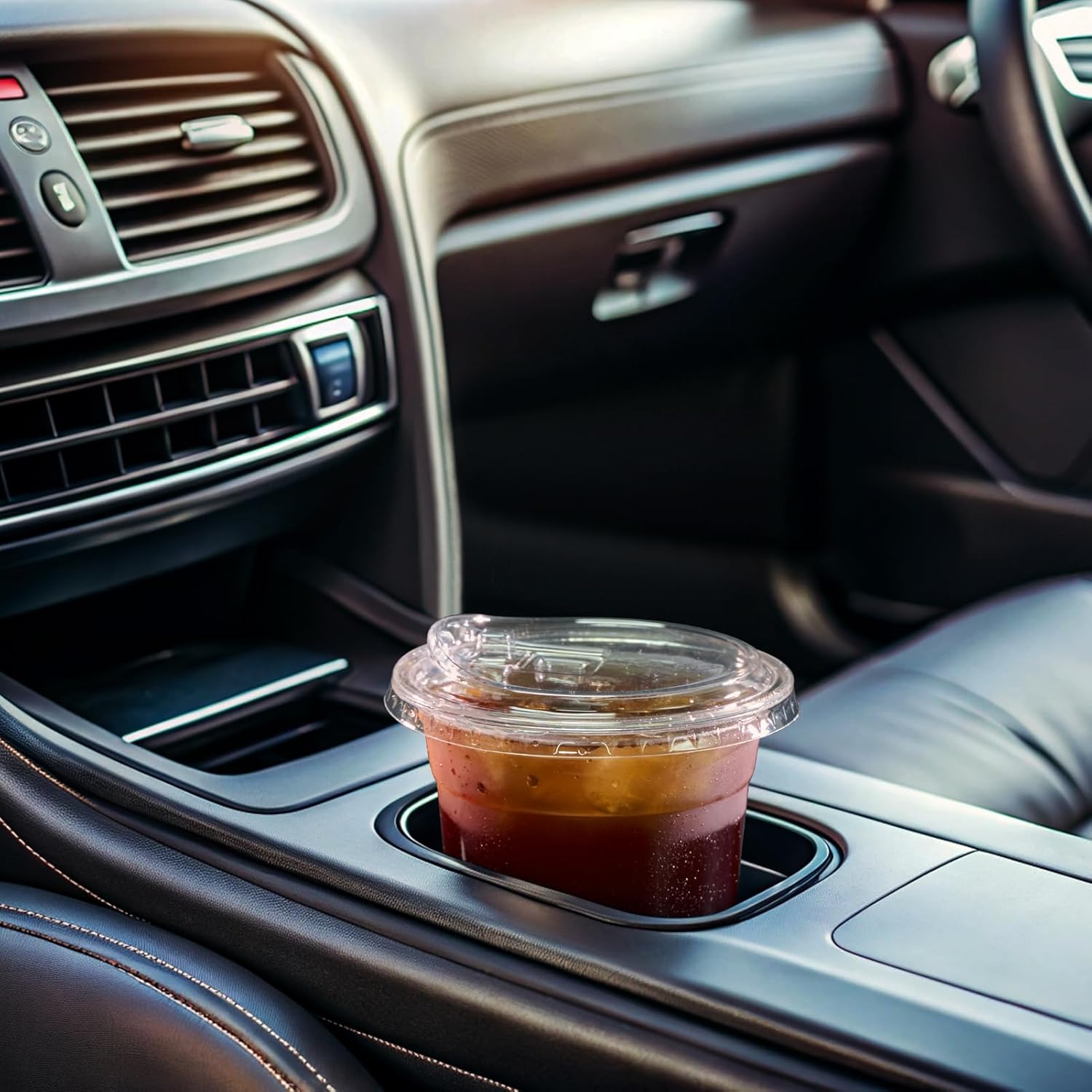 Detalle de Turbo Bee 12 OZ 200 Sets Clear Plastic Cups with Strawless Sip Lids