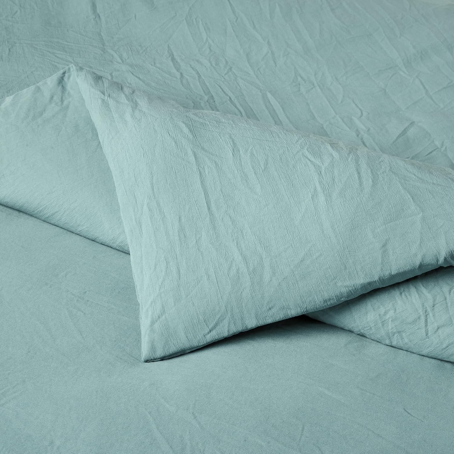 Detalle de Amazon Basics 2-Piece Brushed Microfibre Single Duvet Cover Set, Blue