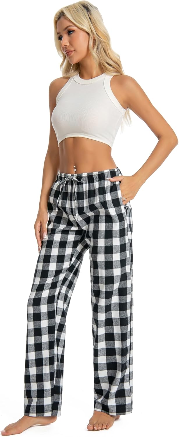 Thumbnail 1 de JTPW Damen Pyjama- oder Lounge-Bottoms aus 100% Baumwollflanell mit Taschen und Kordelzug