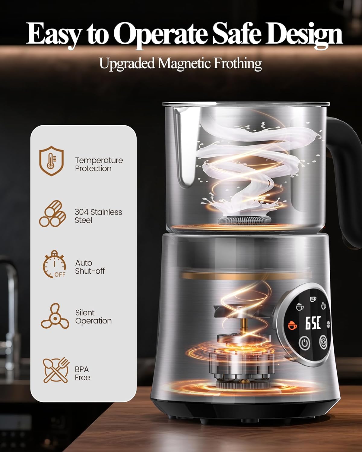 Thumbnail 6 de Milk Frother Electric 5 in 1 – Automatic Milk Frothers with 500ml Capacity