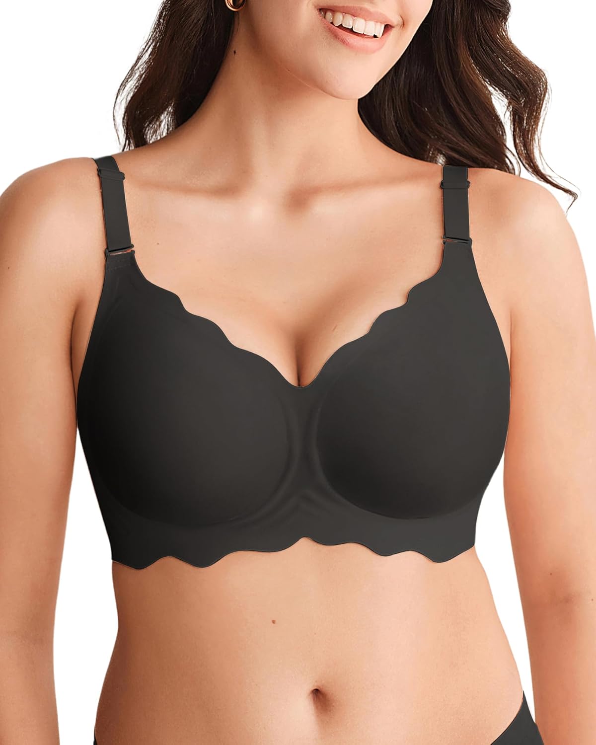 Detalle de SHARICCA Glatter Bügelloser BH Damen – Tiefen V-Ausschnitt, Push Up Bralette, Soft & Bequem