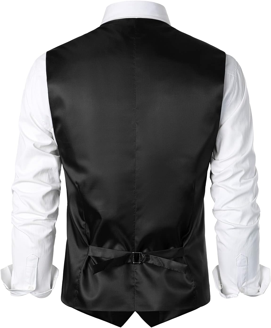 Detalle de ZEROYAA Men's Urban Design Business Formal Vest, 3 Pockets, Five-Button
