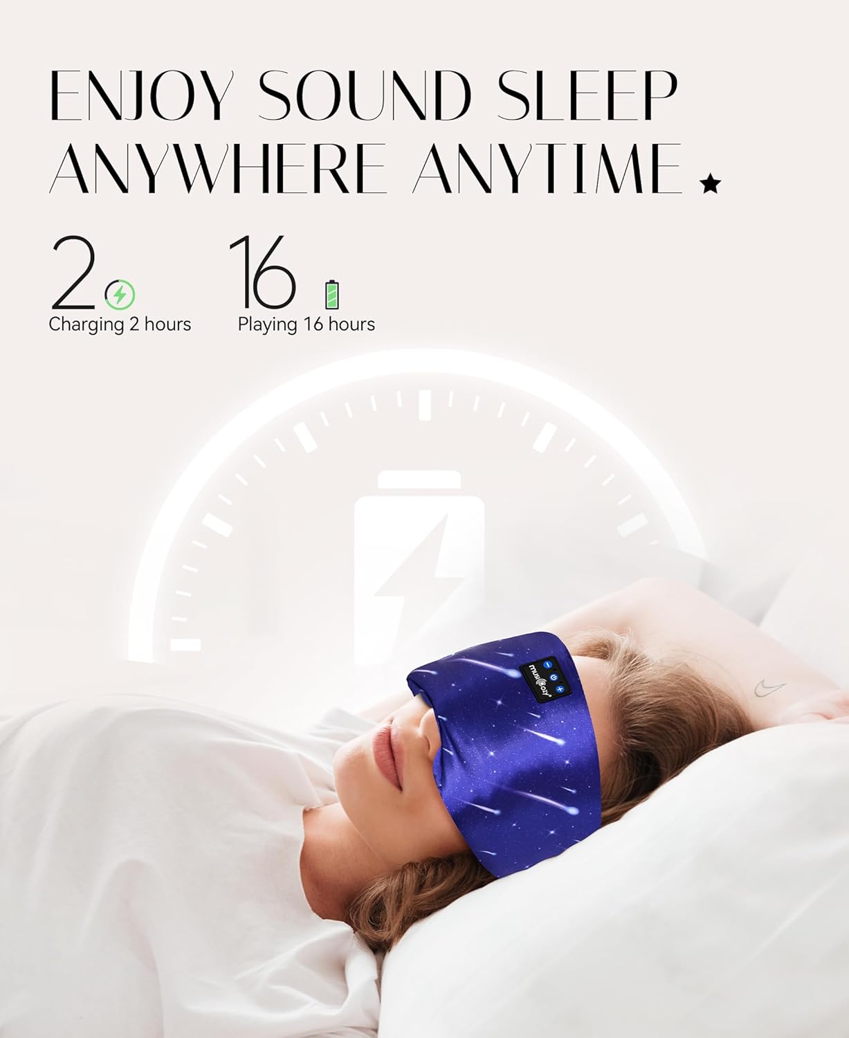 Thumbnail 4 de Musicozy Sleep Mask Headphones with Silk Eye Mask and Bluetooth Audio