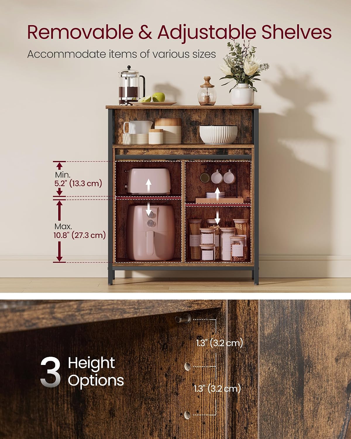 Thumbnail 3 de VASAGLE LSC089B01 Storage Cabinet with Sliding Barn Door and Adjustable Shelf