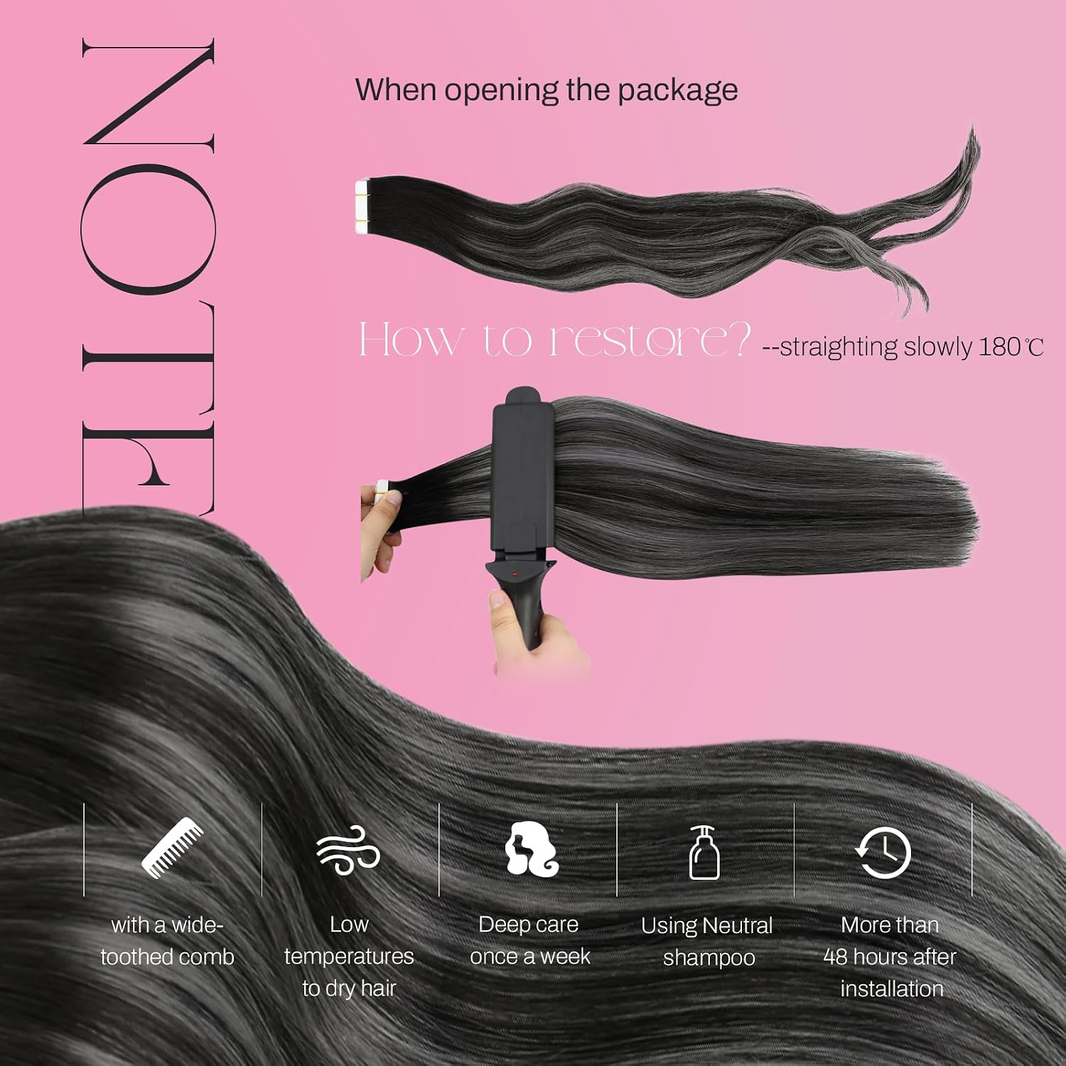 Detalle de Moresoo Ombre Tape-In Hair Extensions 18 inch