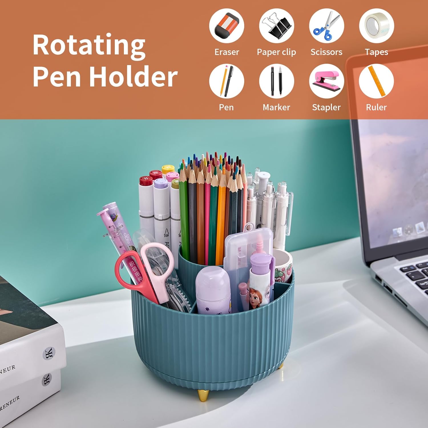 Thumbnail 3 de Marbrasse 360° rotating desk organiser with 5 compartments ✏