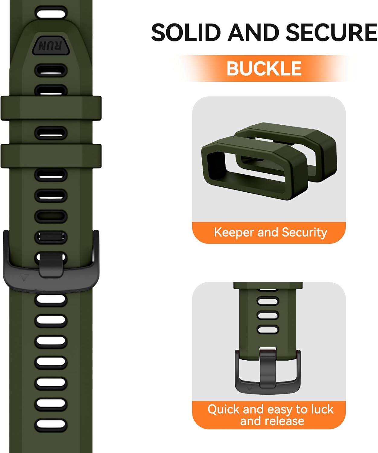 Detalle 1 de 22mm Garmin watch band, silicone strap