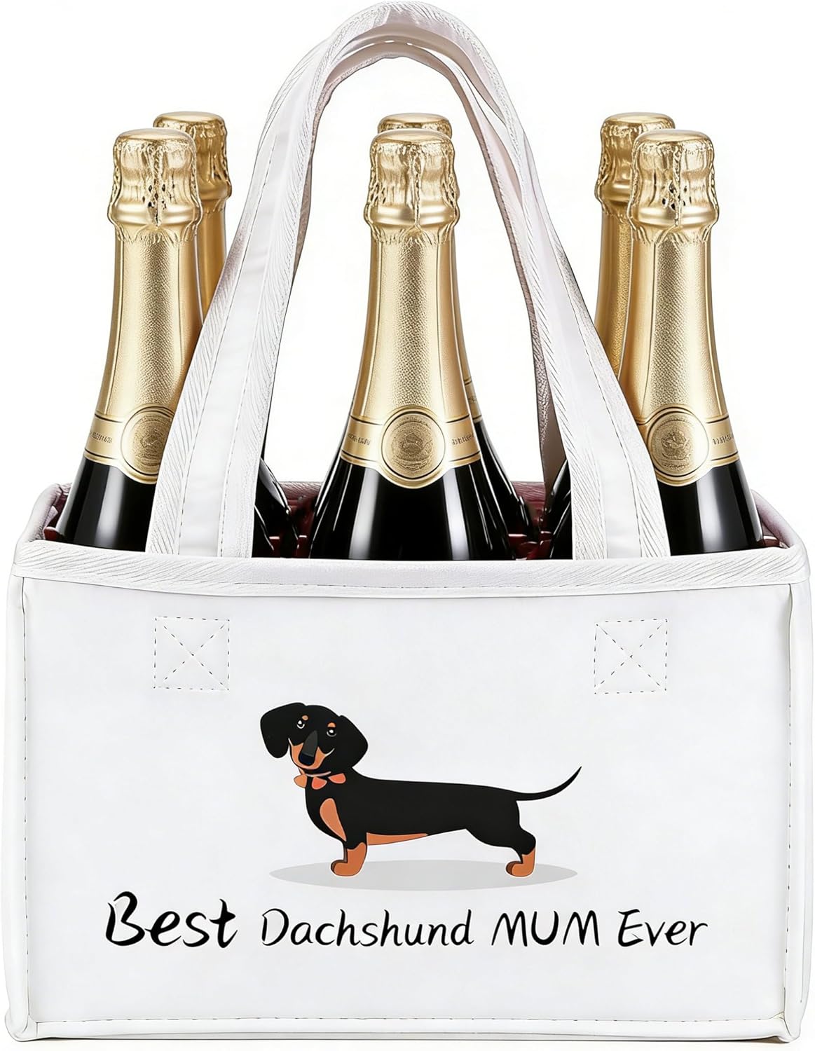 Detalle de UV STYLISH Dachshund Sausage Dog Felt 6-Pack Bottle Carrier Bag