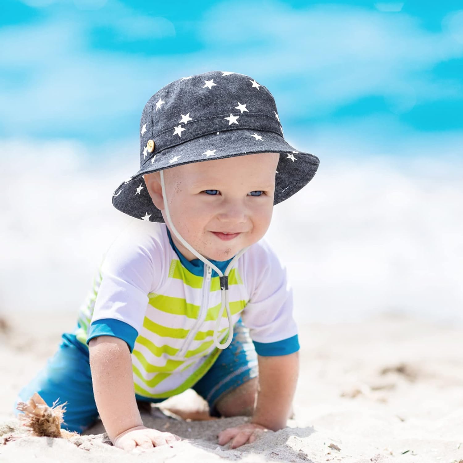 Thumbnail 6 de DRESHOW Baby Sonnenhut: UPF50+ Strandhut mit breiter Krempe und verstellbarer Passform