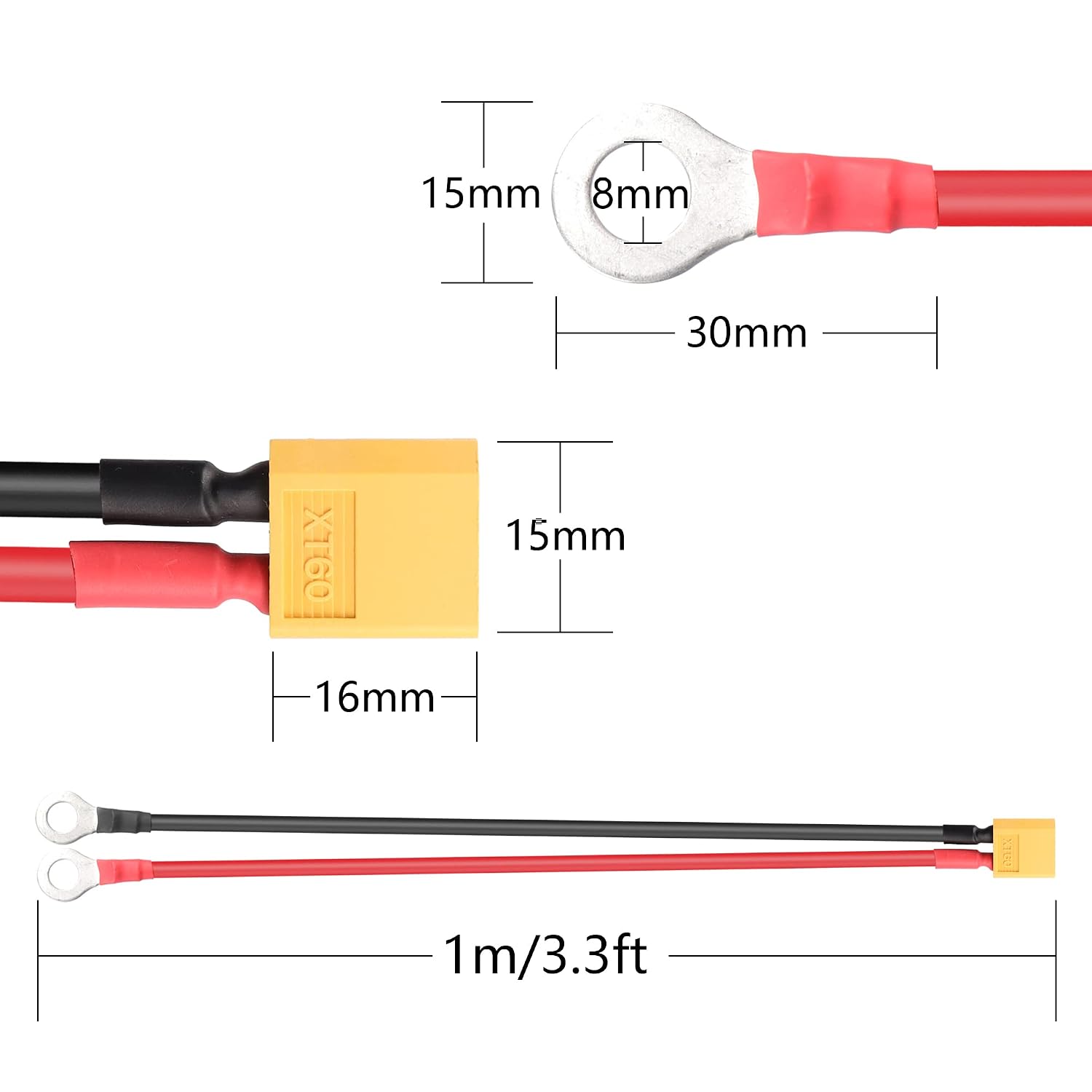 Thumbnail 6 de RIIEYOCA XT60 to O-ring terminal cable, 12 AWG