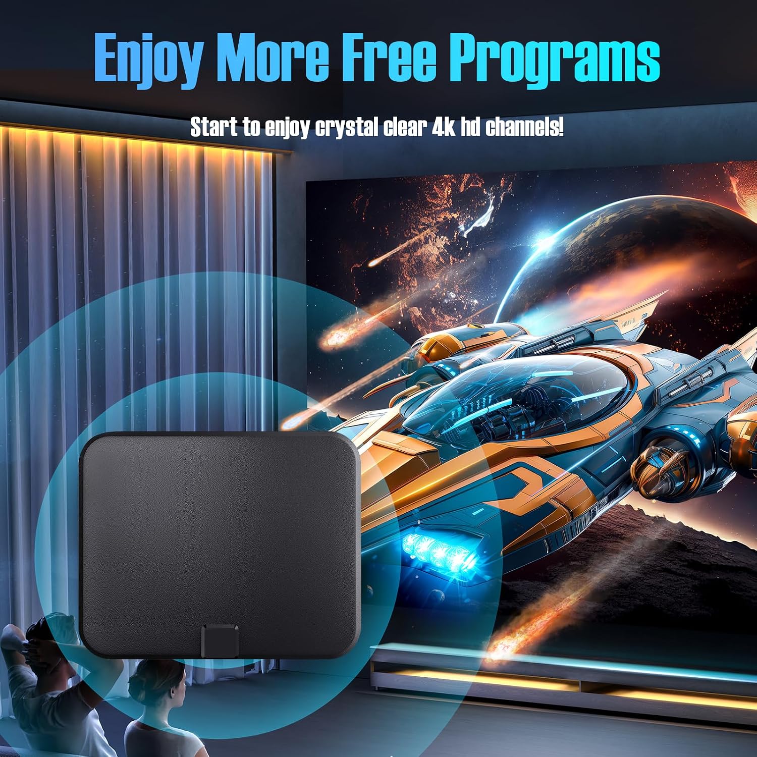 Thumbnail 3 de TV Antenna for Smart TV Indoor with 250-Mmile Range and 18ft Coax Cable