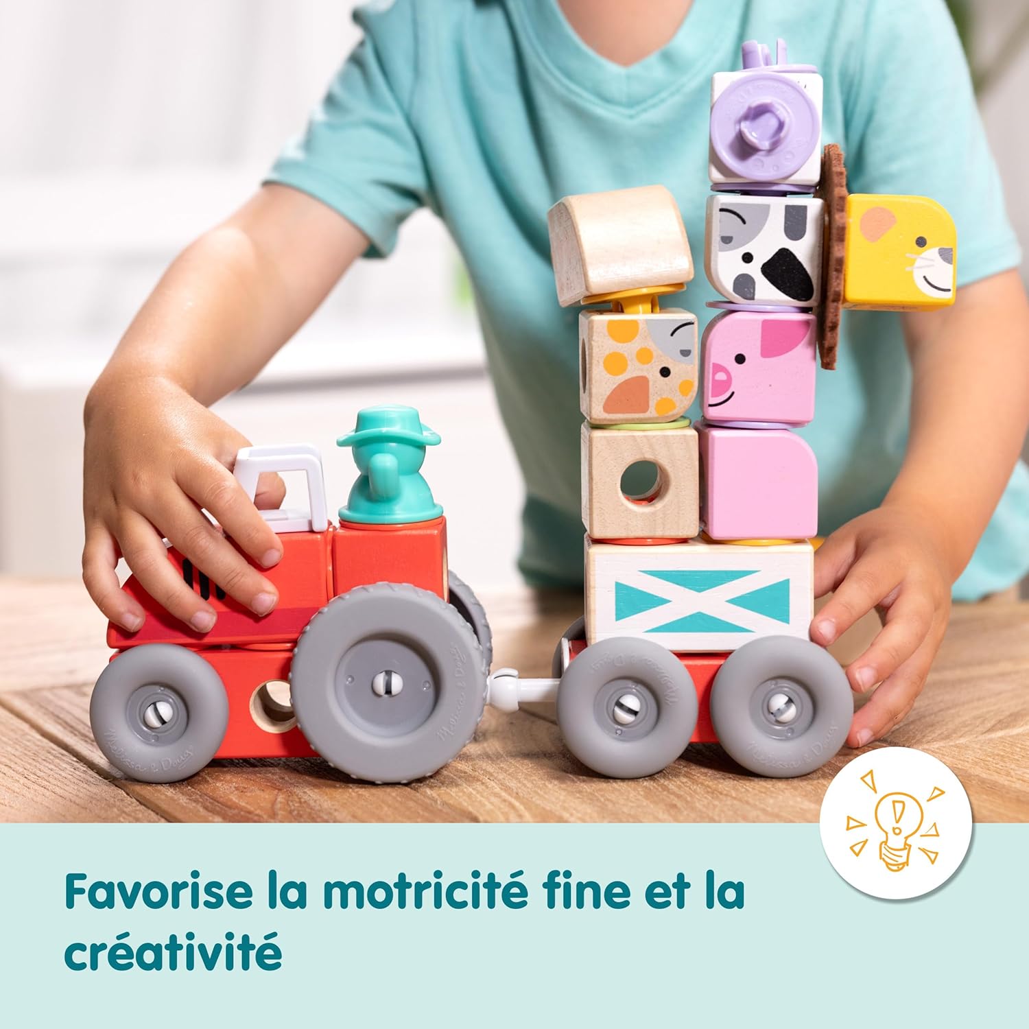 Thumbnail 5 de Melissa & Doug Blockables à emboîter – À la ferme, coffret de 56 blocs en bois FSC